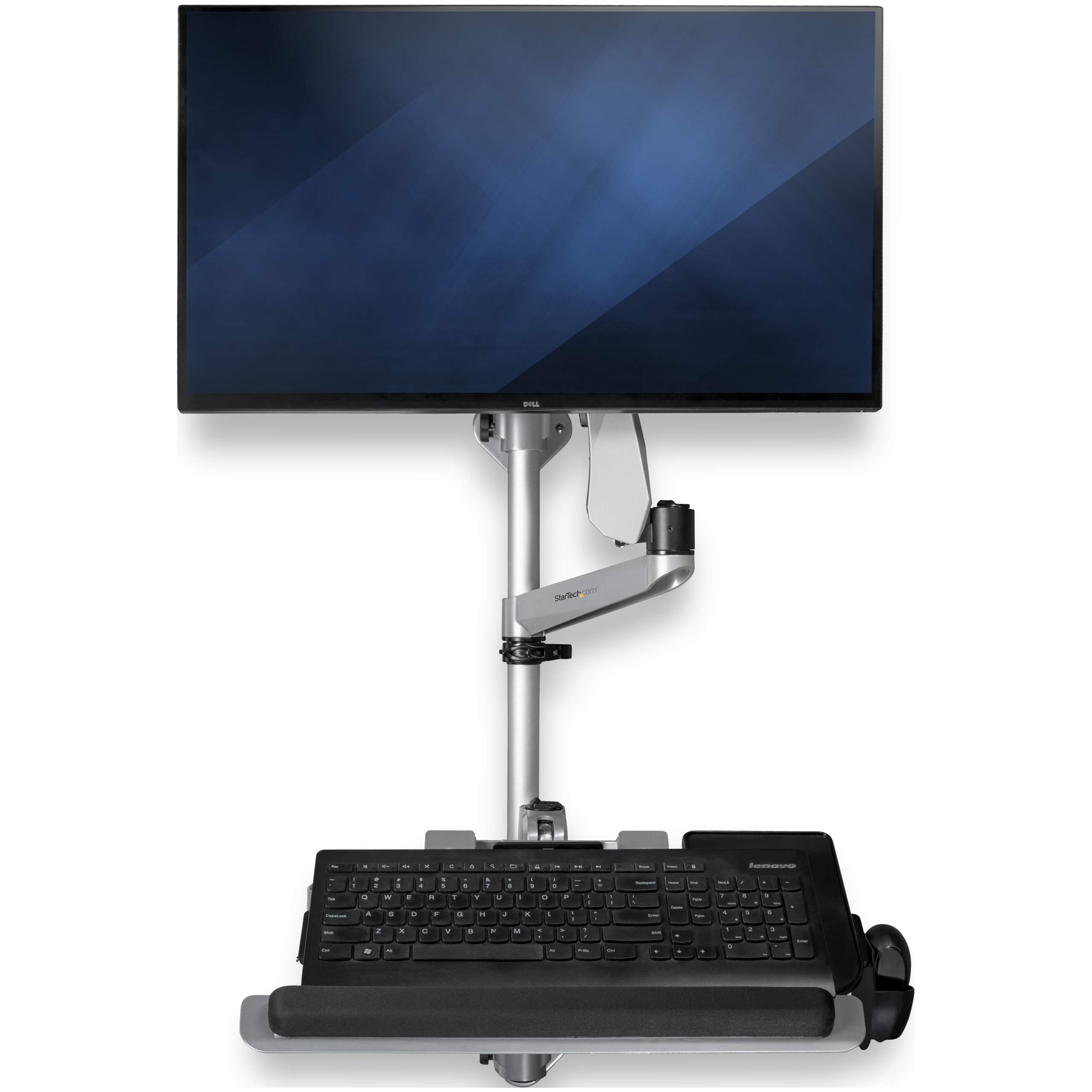 اسمارتک Wall-Mounted Computer Workstation - Single Monitor - Premium, WALLSTSI1 Wall Mount - Pole Silver