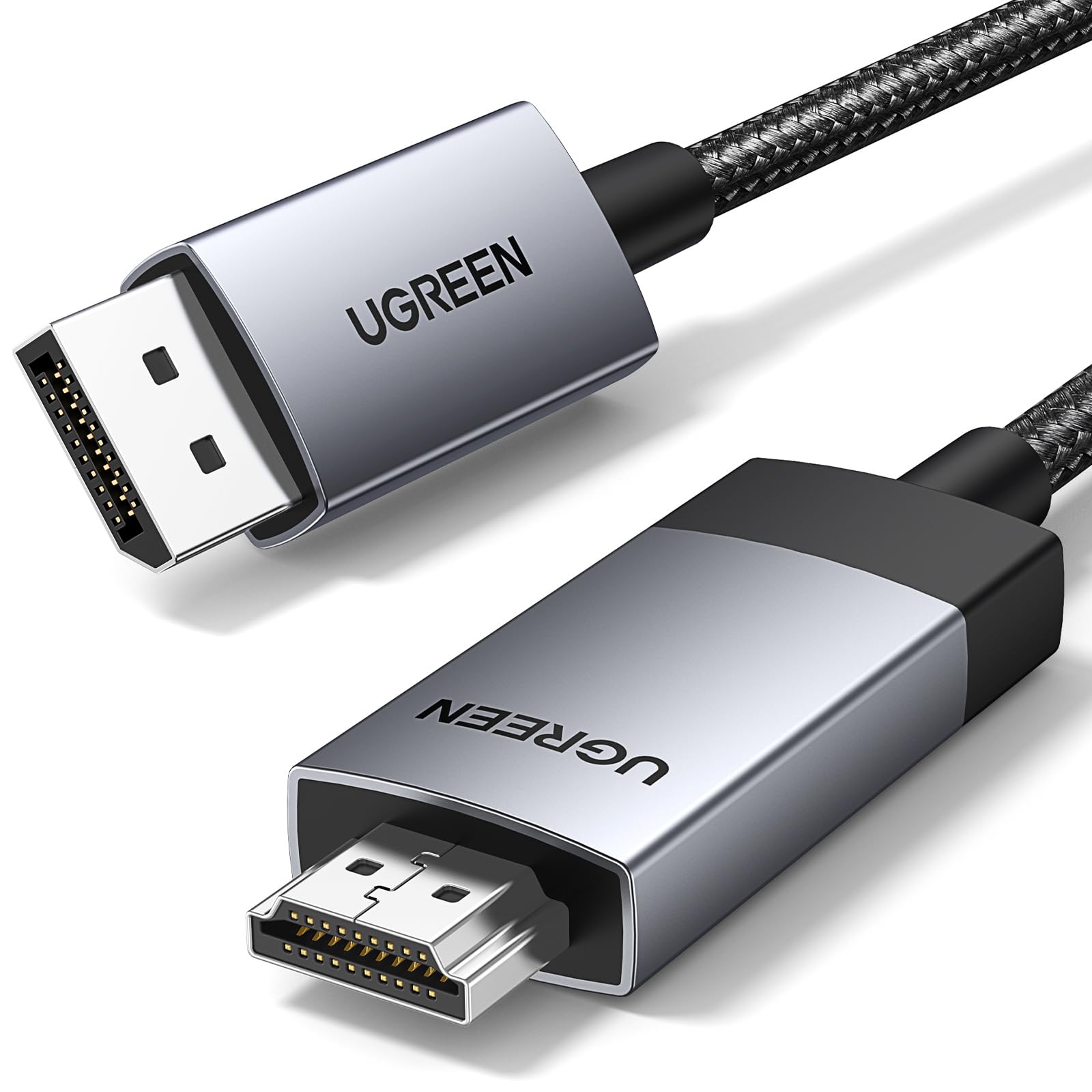 کابل UGREEN 4K@60Hz DisplayPort to HDMI ، طول 1 متر (3.3 فوت) ، از رایانه DP یک‌طرفه به مانیتور/تلویزیون HDMI ، نر ذکری DP 1.4 به نر ذکری HDMI 2.0 ، اتصال‌دهنده DP-HDMI ، سازگار با HP/Dell/ThinkPad/AMD/NVIDIA/Desktop 1M
