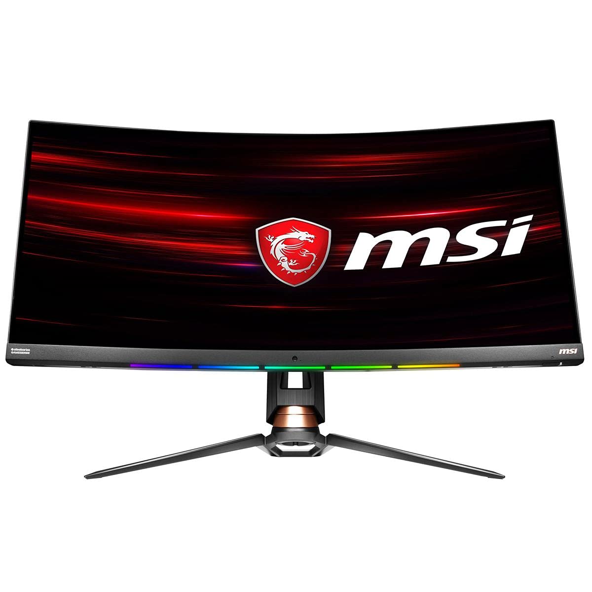 مانیتور بازی منحنی MSI Non-Glare Ultra Wide نسبت 21:9 با وضوح 3440 در 1440 (UWQHD)، نرخ تازه‌سازی 144 هرتز و زمان پاسخ‌دهی 1 میلی‌ثانیه HDR 400 و وضوح 3K از نوع 34 اینچ از سری OPTIX MPG341CQR، رنگ مشکی، 24 گیگابایت حافظه RAM و 256 گیگابایت.