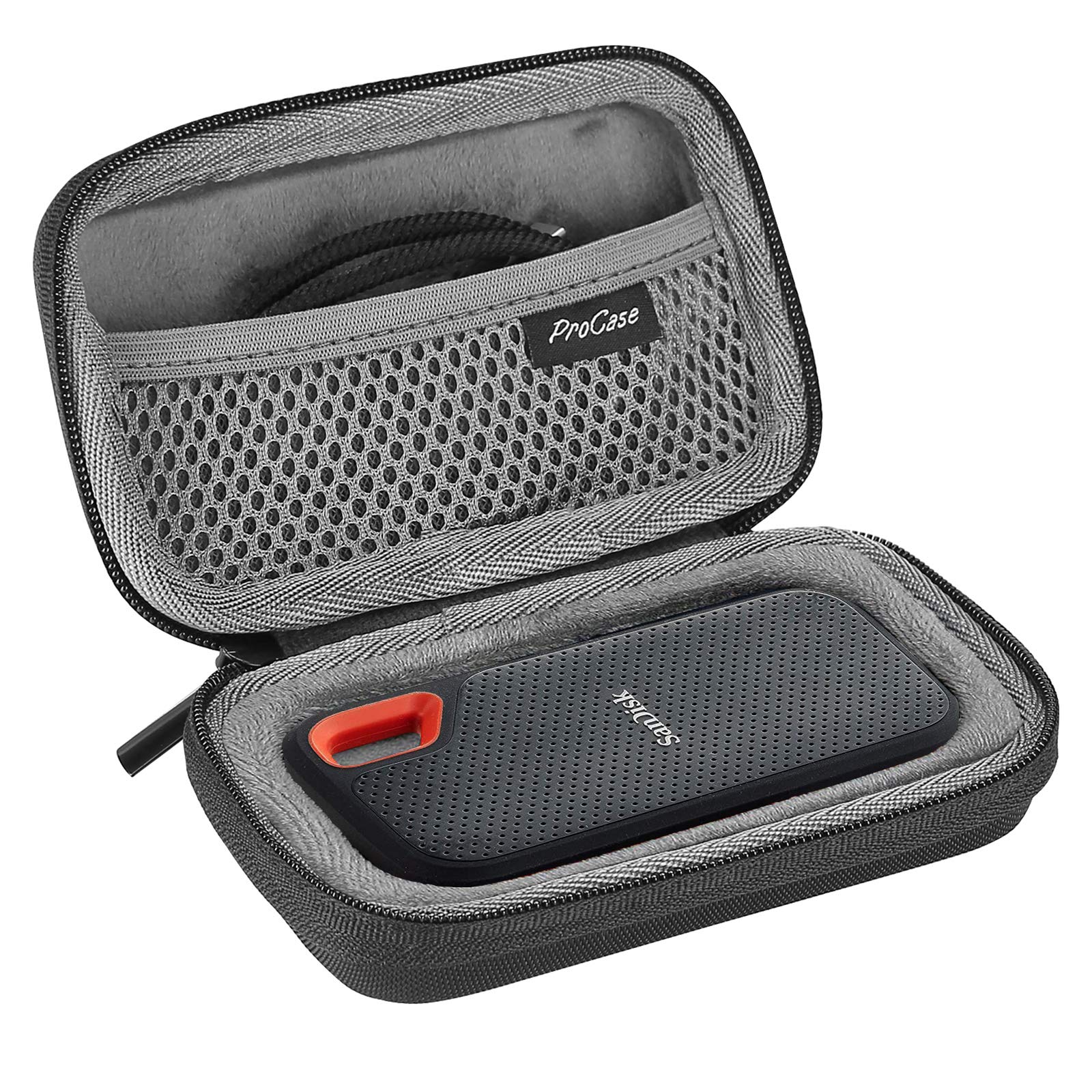 کیف سفر سخت ProCase برای SSD قابل حمل SanDisk 250GB/ 500GB/ 1TB/ 2TB, مدل SDSSDE60-500G-G25، جلد سخت ایوا ضدضربه برای حمل و نقل، کیف حمل و نقل - مشکی
