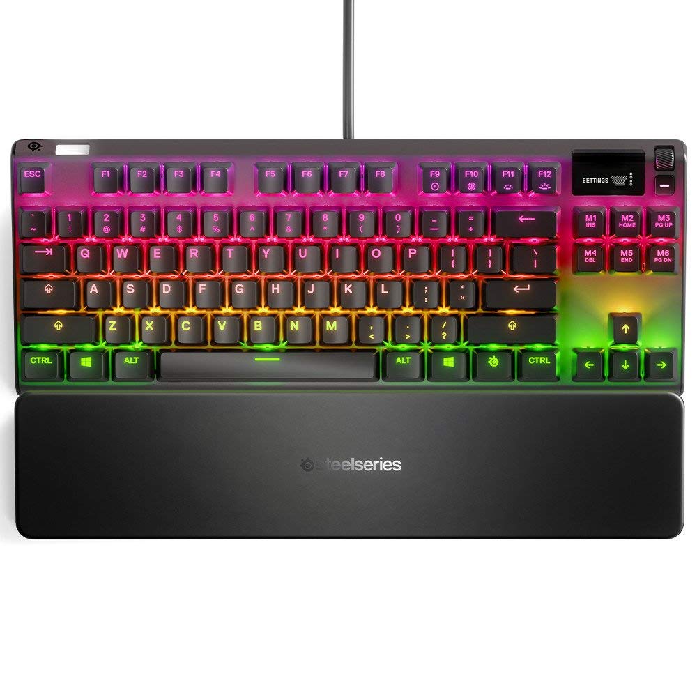 کیبورد SteelSeries Apex 7 TKL مکانیکی برای بازی، نمایشگر OLED، سوییچ‌های قرمز، طرح QWERTY آمریکایی Apex 7 TKL آمریکایی Qwerty