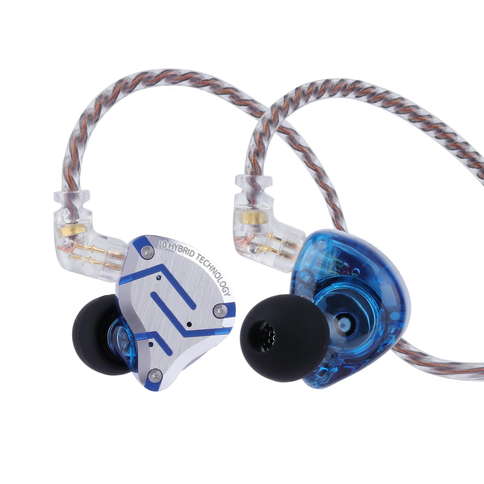 هدفون داخل گوشی Linsoul KZ ZS10 Pro، 4BA+1DD 5 درایور، گیمینگ ارباد، گیمینگ هیفایی، ارباد هیبریدی با پلیت فولادی استنلس استیل، کابل 2پین وارونه (بدون میکروفون، افتابی آبی) افتابی آبی بدون میکروفون