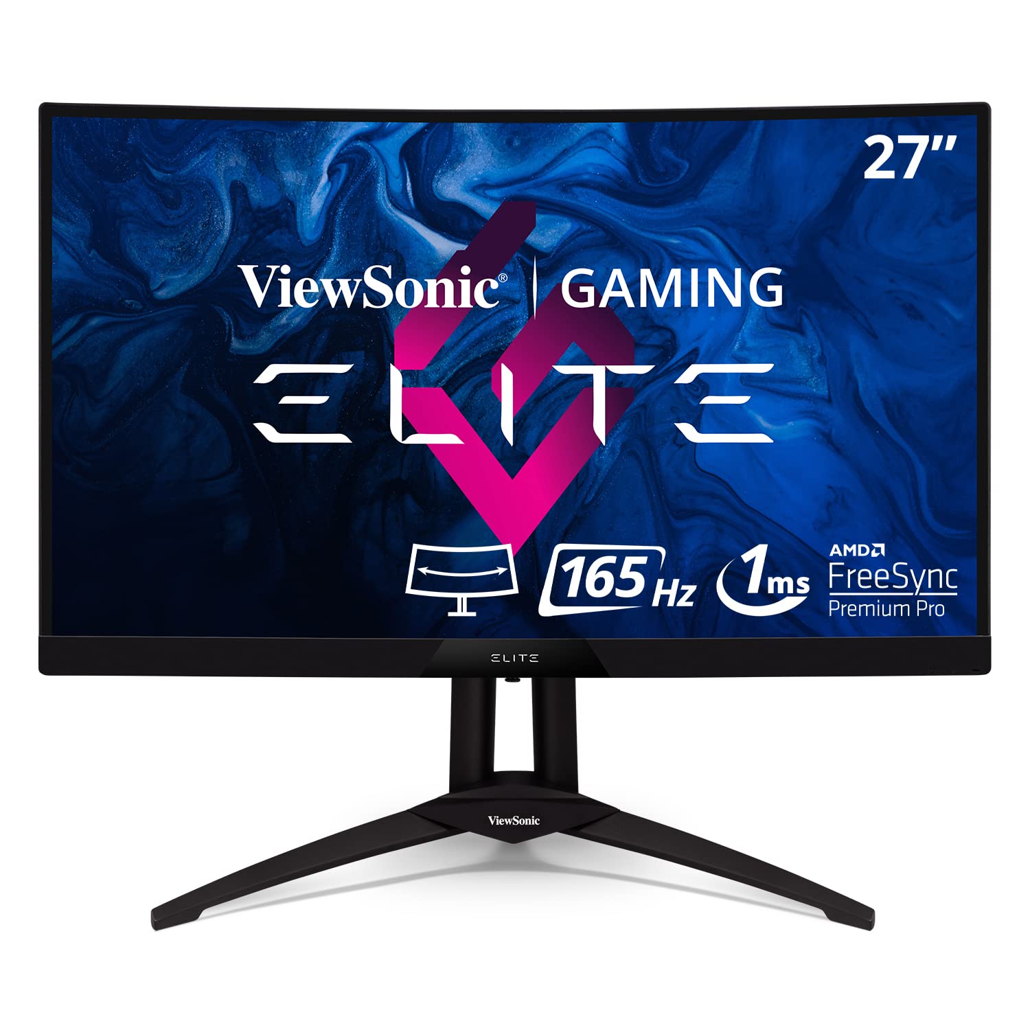 مانیتور بازی 27 اینچی ViewSonic ELITE XG270QC منحنی با رزولوشن 1440p، زمان پاسخ‌دهی 1 میلی‌ثانیه و نرخ تازه‌سازی 165Hz با فناوری FreeSync Premium Pro، قابلیت HDR400 صفحه نمایش VESA و ارگونومی پیشرفته برای اسپورت‌های الکترونیکی