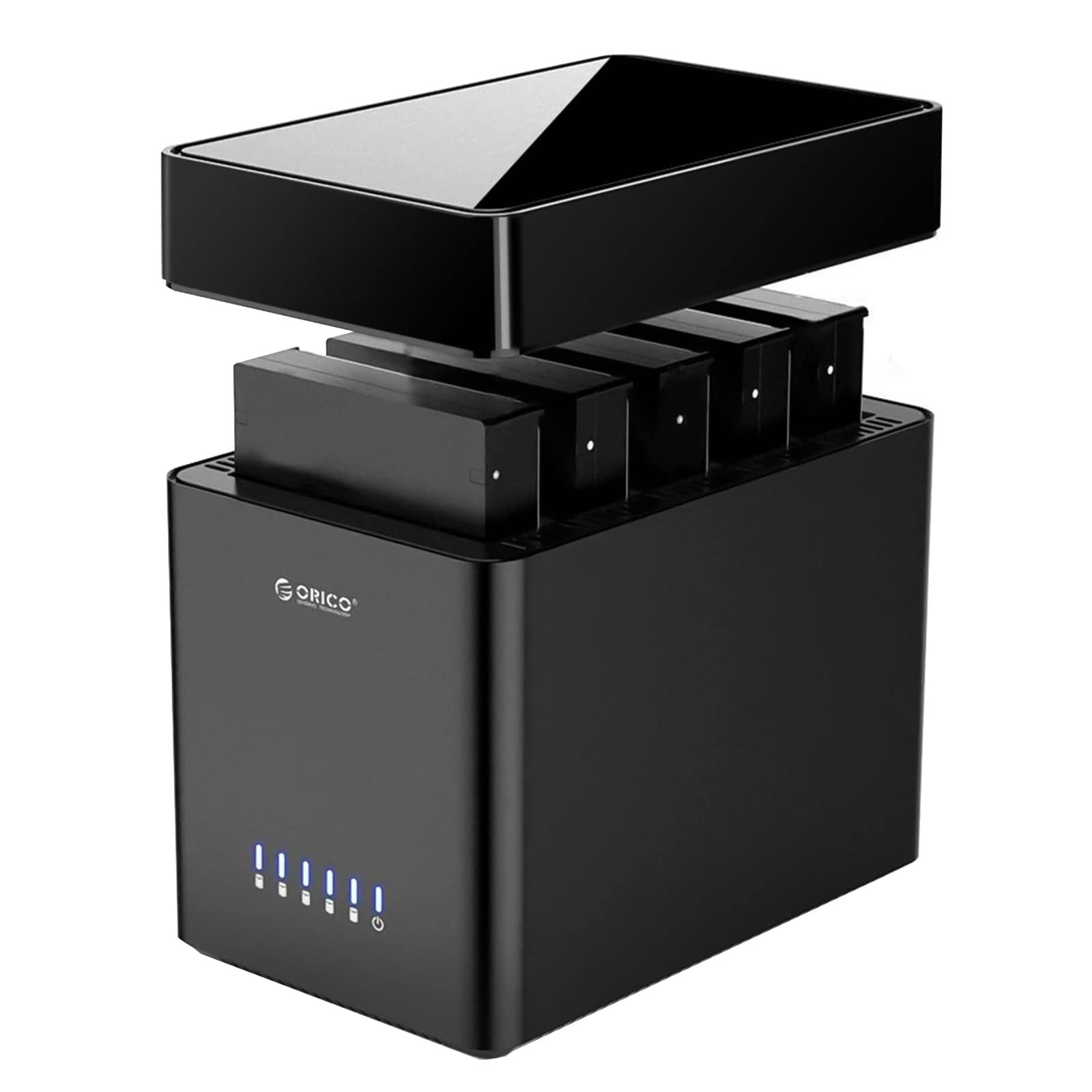جعبه سخت افزار 5Bay ORICO نوع C به SATA 3.5 اینچ جعبه Magnetic بدون ابزار HDD SSD جعبه حافظه خارجی با فن داخلی برای پشتیبان گیری از داده ها و گسترش NAS تا 80TB (5x16) - DS500C3