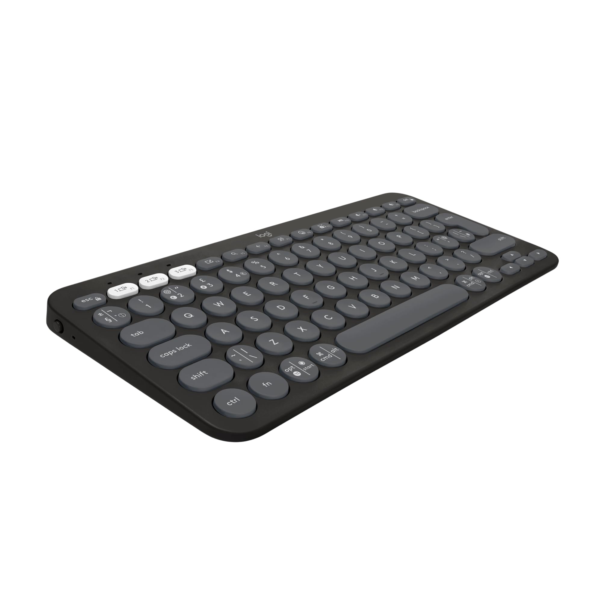 کیبورد بی‌سیم بلوتوث چندگانه Logitech Pebble Keys 2 K380s با میزبانی سفارشی، نازک و قابل حمل، Easy-Switch برای ویندوز، macOS، iPadOS، اندروید، Chrome OS - گرافیت