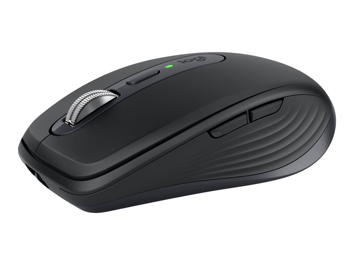 ماوس بی‌سیم کوچک Logitech MX Anywhere 3S، پیمایش سریع، ردیابی 8K DPI بر روی هر سطح، کلیک‌های آرام، دکمه‌های قابل برنامه‌ریزی، پورت USB C، بلوتوث، سازگار با ویندوز، لینوکس، کروم، مک - مدل MX Anywhere 3S Graphite