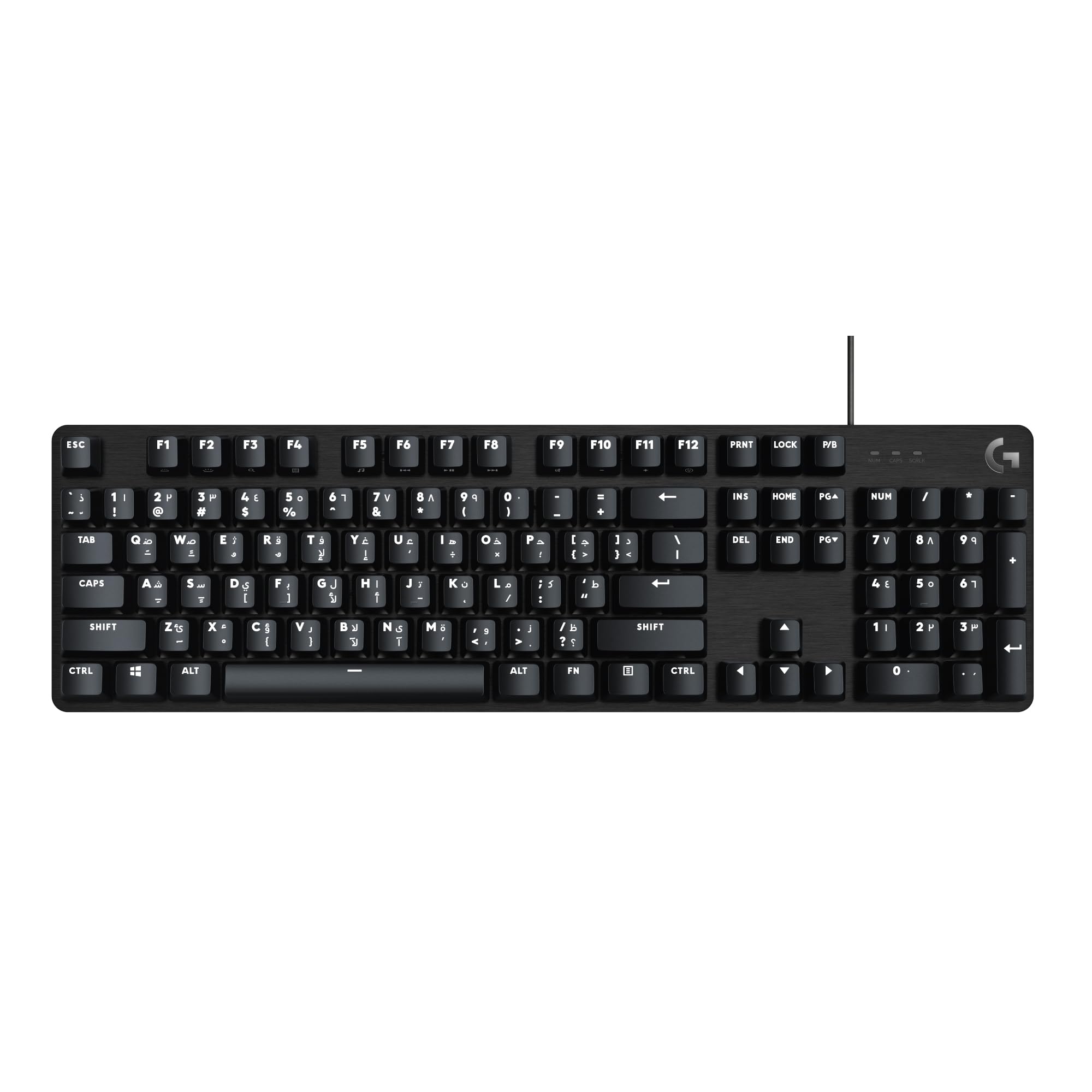 کیبورد بازی مکانیکی اندازه کامل Logitech G413 SE - کیبورد با نور پس‌زمینه و سوییچ‌های مکانیکی لمسی، ضد‌ردیابی، سازگار با ویندوز، macOS، صفحه کلید AR - آلومینیوم سیاه اندود اندود به اندود ابزار نوشتاری عربی