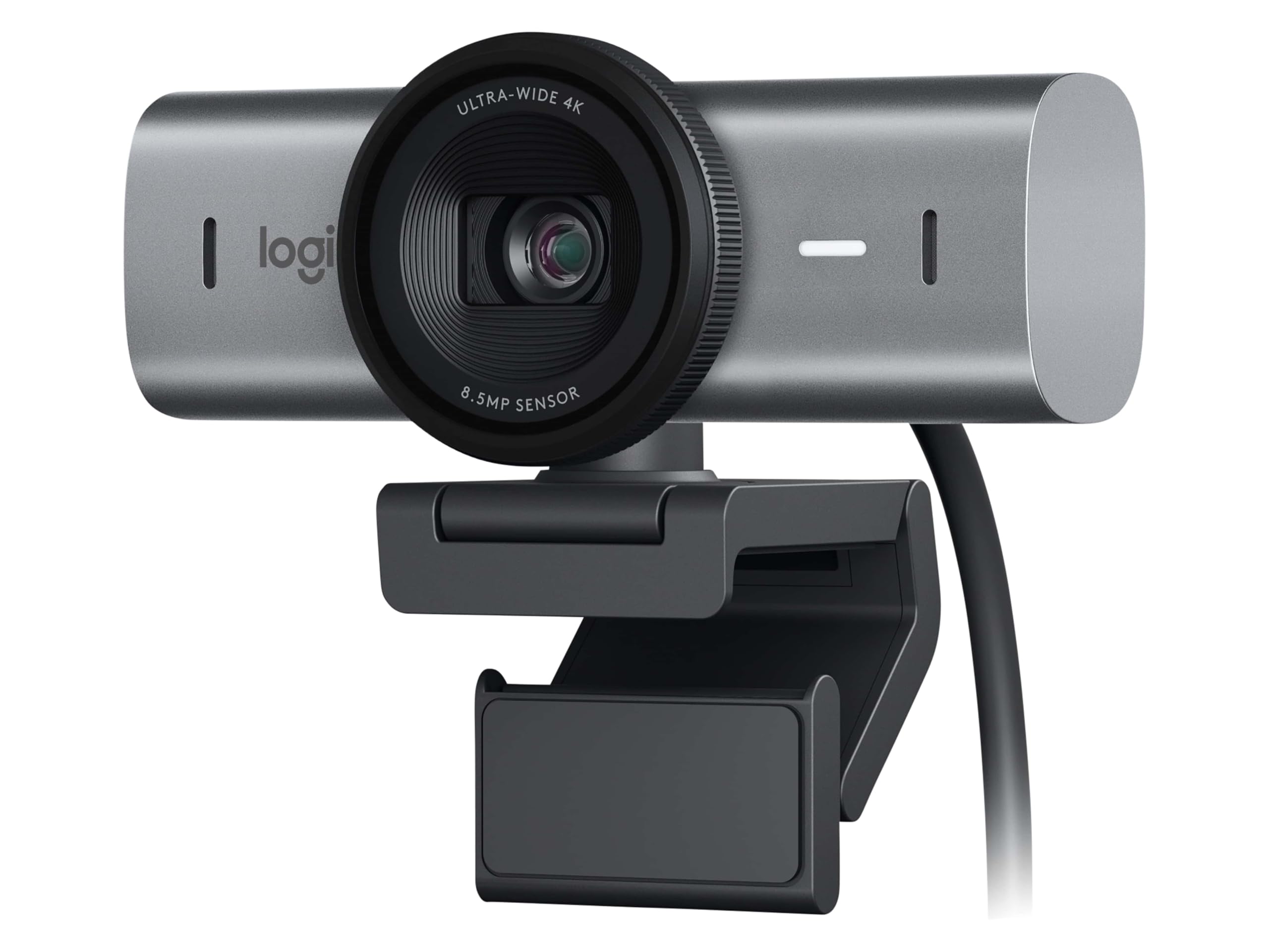 وب‌کم استریمینگ و همکاری Logitech MX Brio Ultra HD 4K، 1080p با فریم‌ریت 60، دو میکروفون کاهنده نویز، حالت نمایش، پوشش وب‌کم، پورت USB-C، سازگار با Microsoft Teams، Zoom، Google Meet - گرافیت