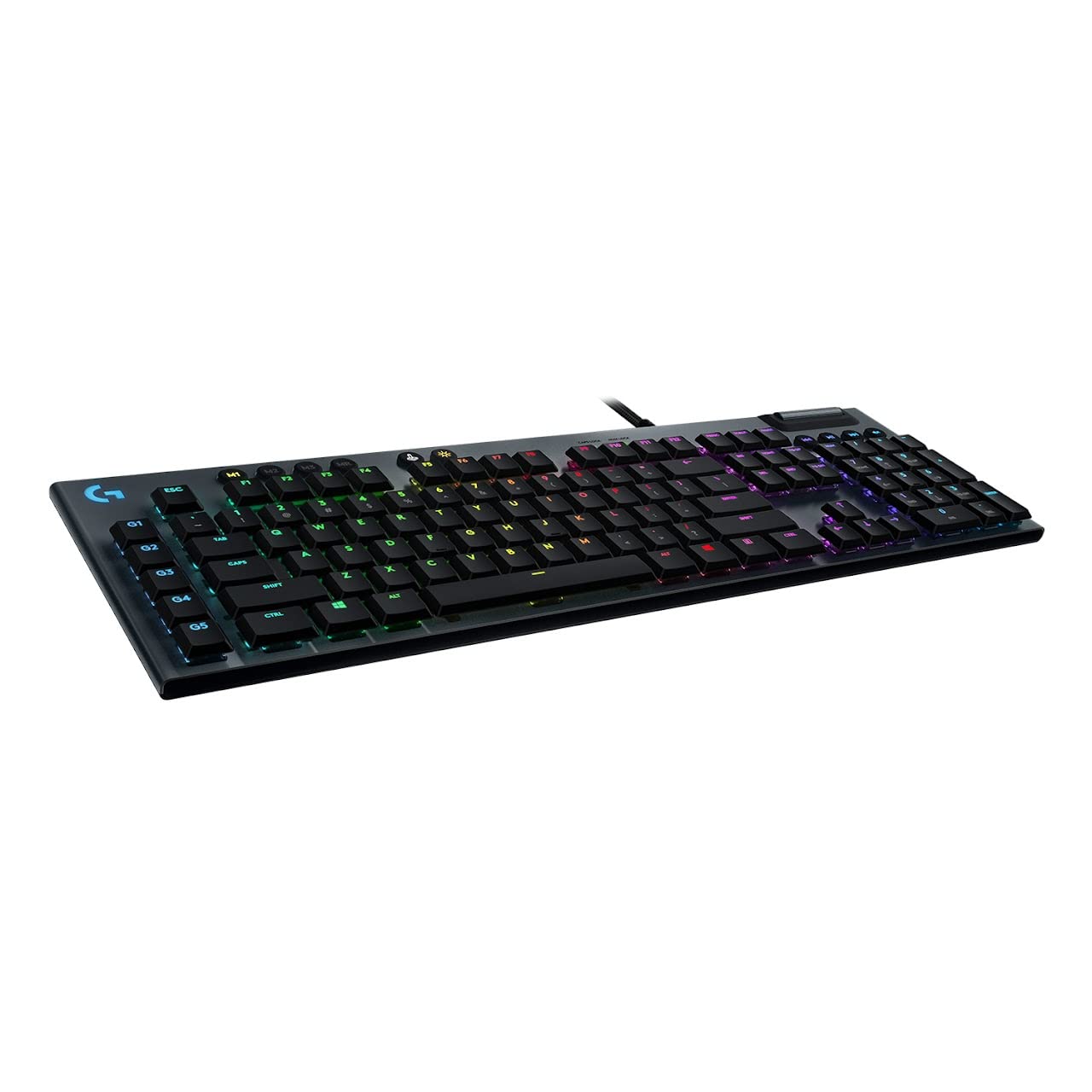 صفحه کلید بازی مکانیکی Logitech G815 Lightsync RGB ارتقاع یافته با سوئیچ کلیکی Low Profile Gl، 5 کلید قابل برنامه ریزی G، پورت USB پاس ترو، کنترل رسانه اختصاصی