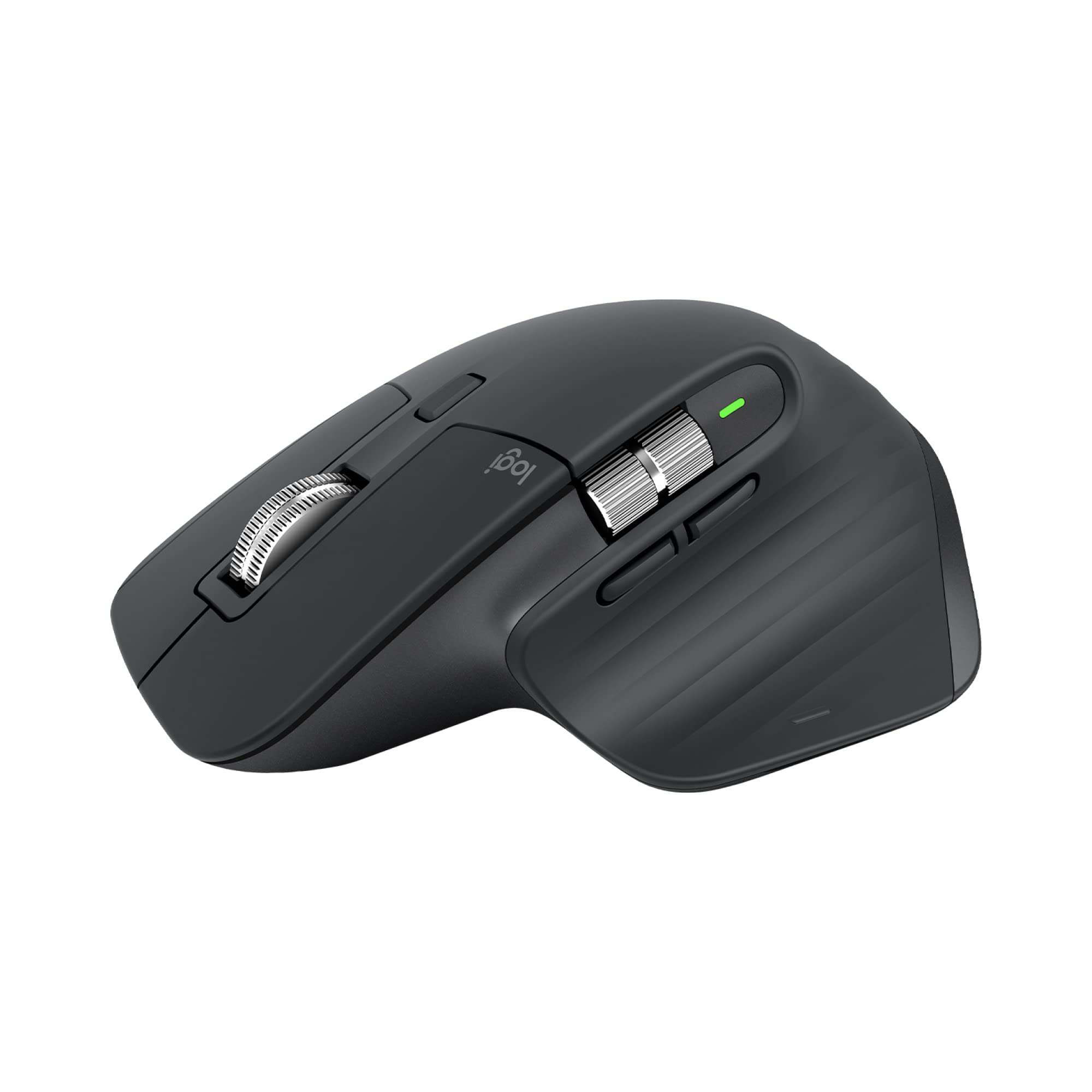 لوجیتک MX Master 3S - موشواره عملکرد بی‌سیم با اسکرول خیلی سریع، طراحی ارگونومی، دقت 8K DPI، قابلیت رد‌سپاری بر روی شیشه، کلیک‌های ساکت، درگاه USB-C، بلوتوث، سازگار با ویندوز، لینوکس و کروم - مشکی MX Master 3S