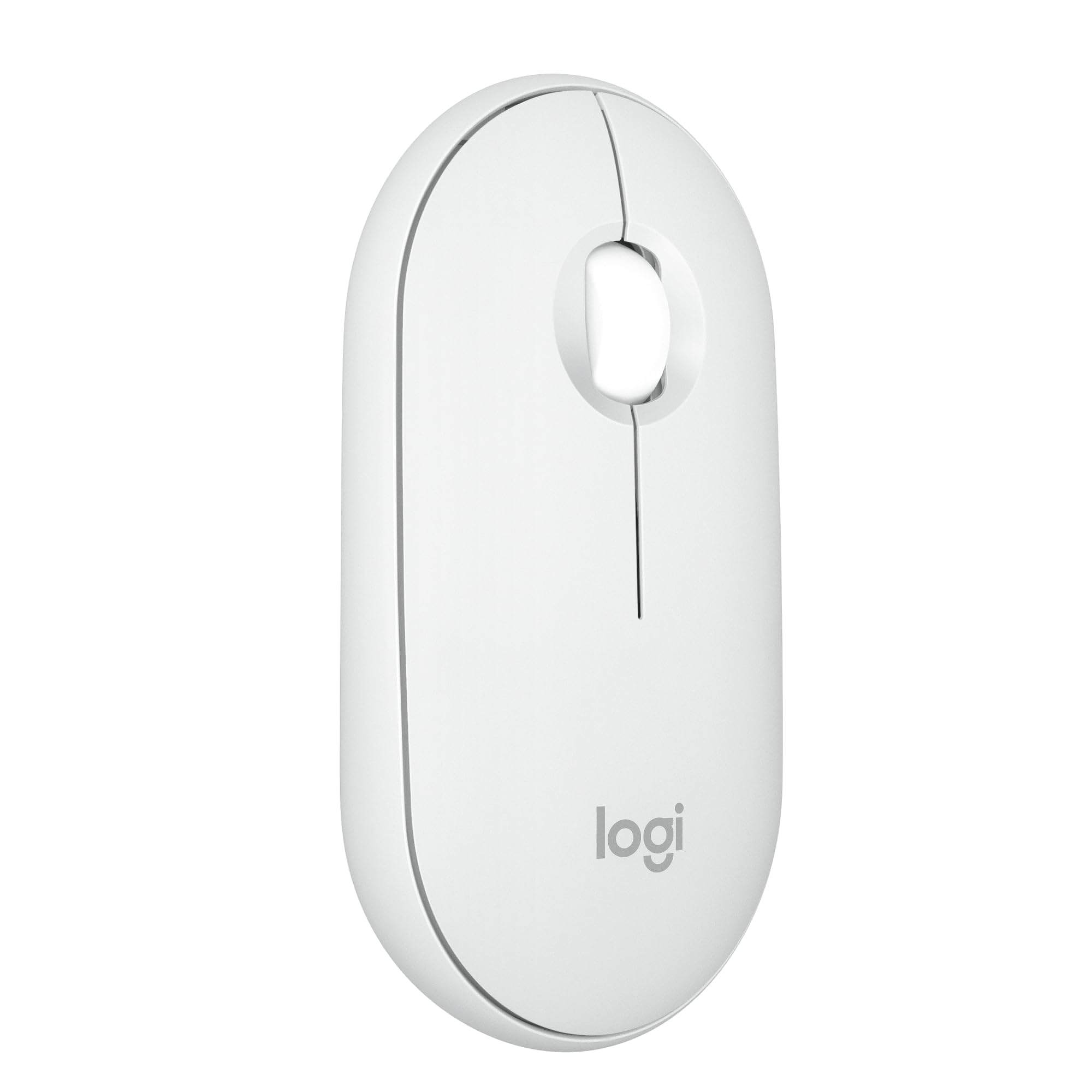 موس Logitech Pebble Mouse 2 M350s یک موس بی‌سیم بلوتوث نازک، قابل حمل، با دکمه‌های قابل تنظیم، کلیک‌های آرام، 4K DPI، باتری 24 ماهه، امکان تغییر آسان بین ویندوز، macOS، iPadOS، اندروید و Chrome OS - سفید Pebble 2 سفید