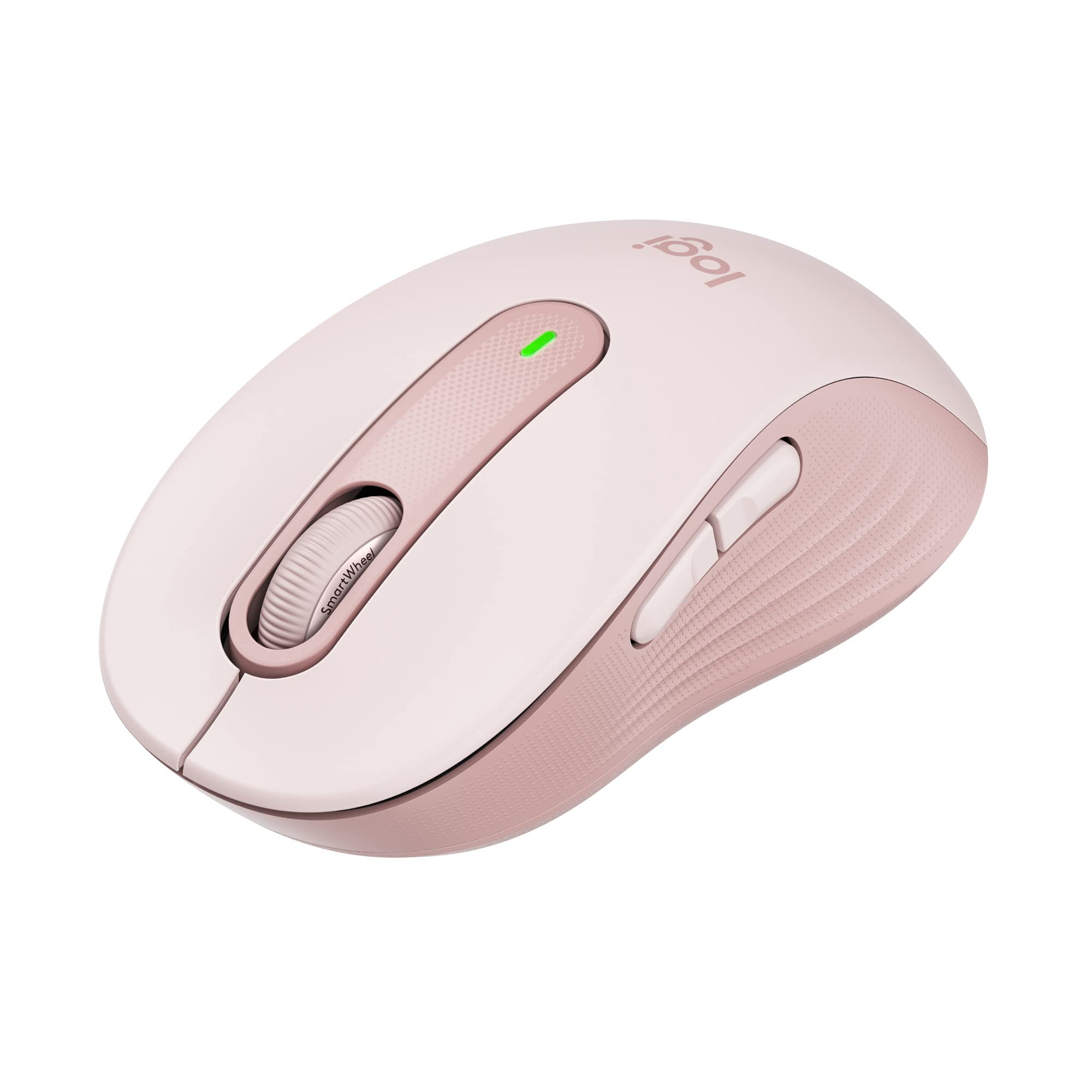 موشواره بی‌سیم Logitech Signature M650 - برای دست‌های کوچک تا متوسط، باطری ۲ ساله، کلیک‌های بی‌صدا، دکمه‌های کناری قابل تنظیم، بلوتوث، برای کامپیوتر/مک/دستگاه‌های چندگانه/کروم‌بوک - رز رز برای دست‌های کوچک تا متوسط