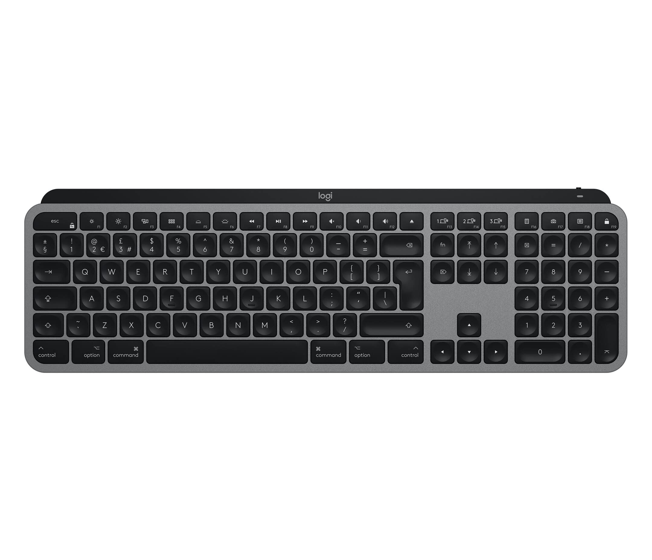 کیبورد Logitech MX Keys بی‌سیم بلوتوث آلومینیوم مشکی برای مکینتاش MX Keys برای مکینتاش MX Keys برای مکینتاش