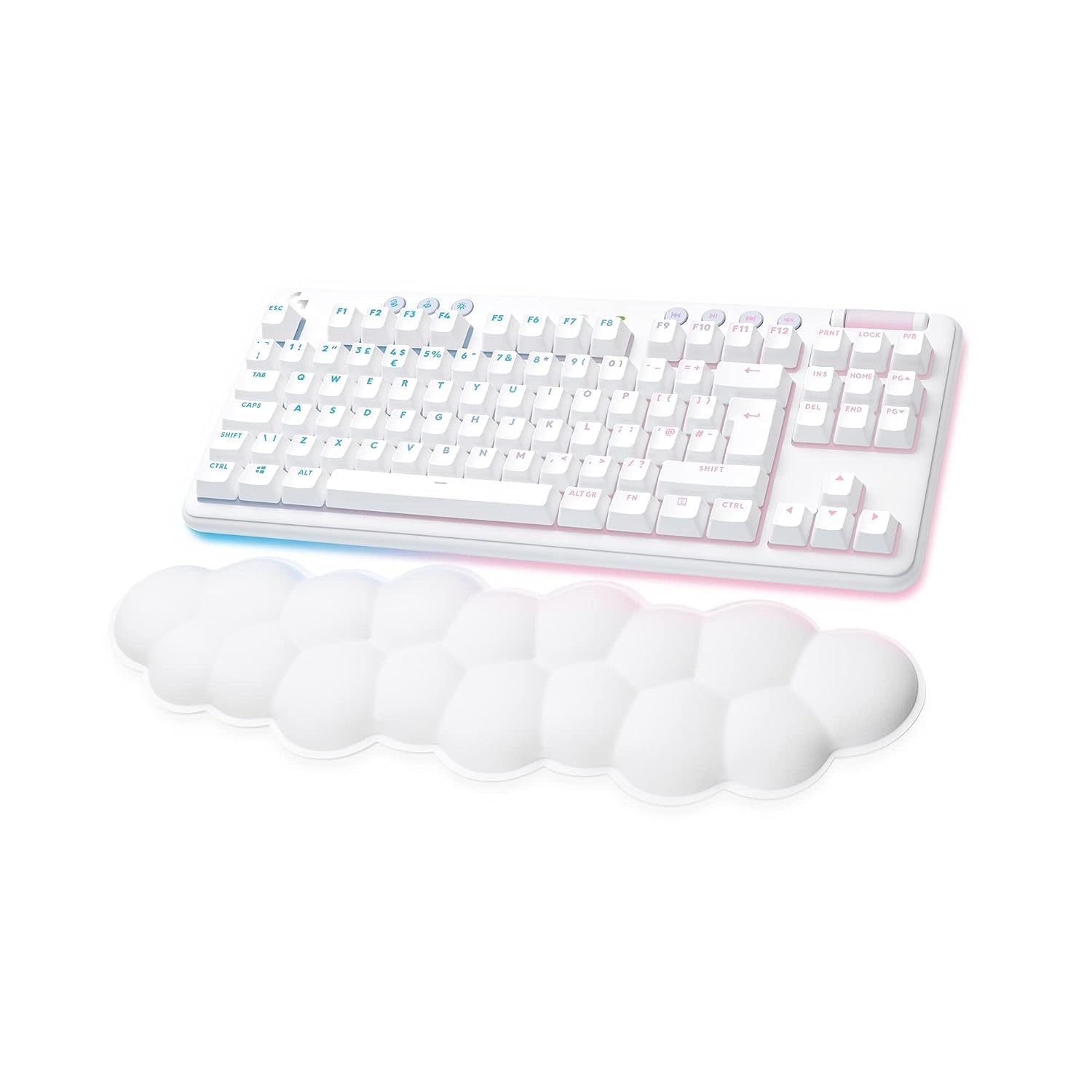 کیبرد بازی بی‌سیم مکانیکی Logitech G715 با نورپردازی RGB LIGHTSYNC، فناوری LIGHTSPEED، سوئیچ‌های لمسی (GX Brown) و استراحت‌دهنده کیبرد، سازگار با کامپیوترهای شخصی و مکینتاش - سفید مات G715 بی‌سیم