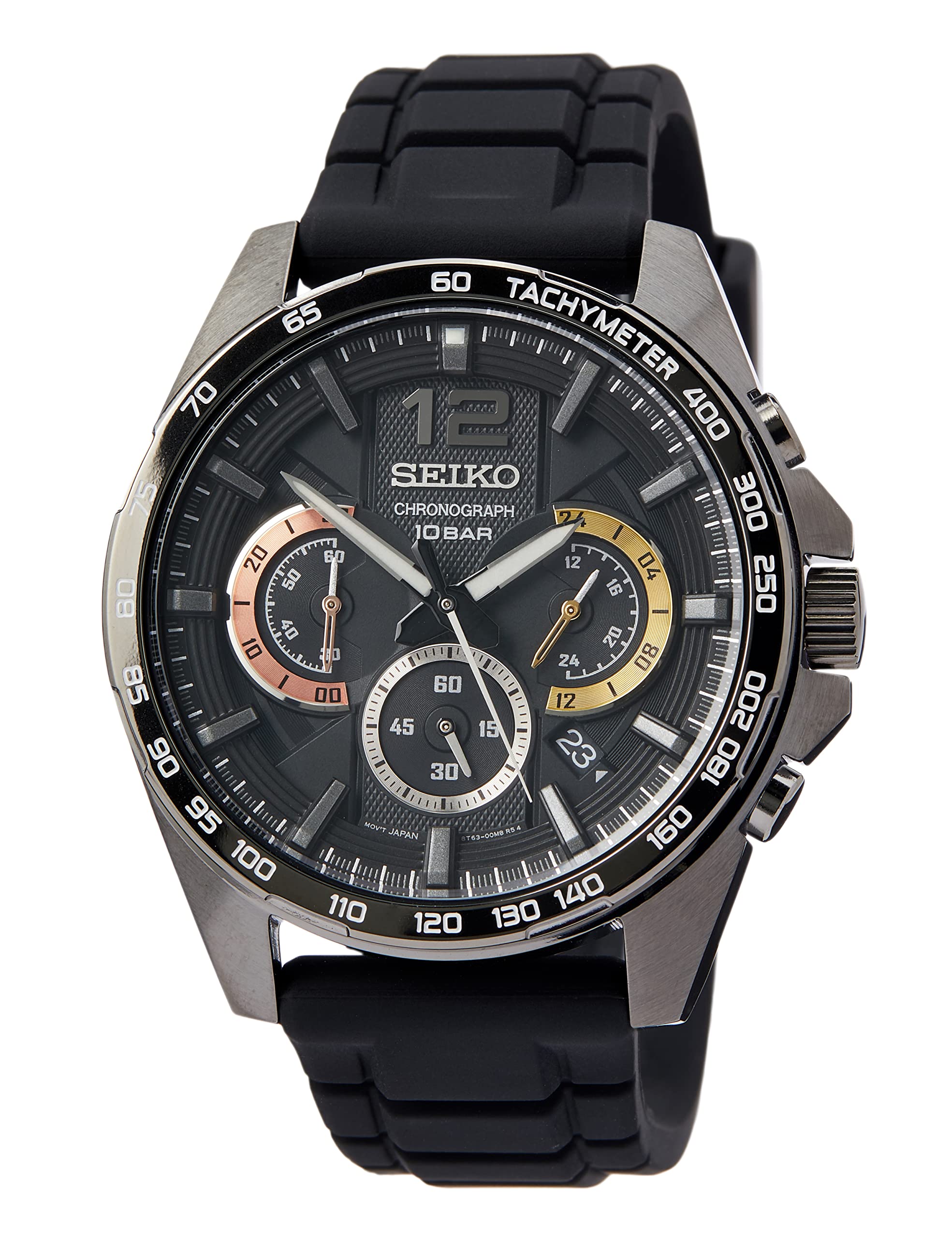 ساعت کوارتز مردانه Seiko با بند سیلیکون استیل مشکی