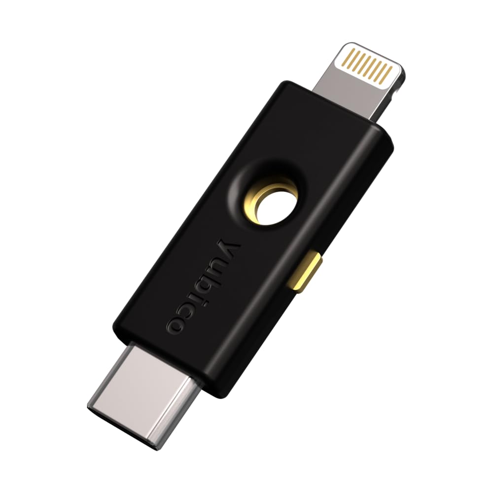 Yubico - کلید امنیتی دو عاملی YubiKey 5Ci برای اندروید/کامپیوتر شخصی/آیفون، دو اتصال‌دهنده برای لایتنینگ/USB-C - کیف کلیدی FIDO تاییدشده