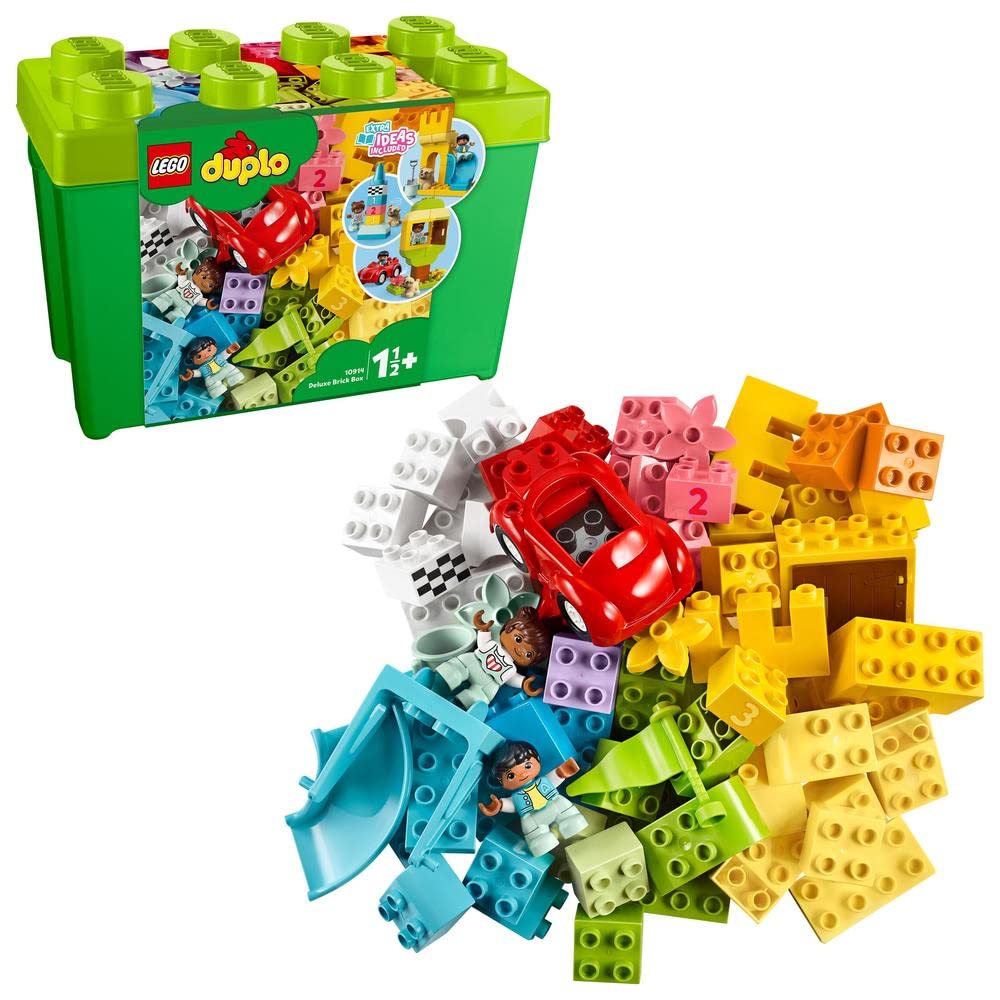 مجموعه شروع کلاسیک LEGO DUPLO Classic Deluxe Brick Box 10914 با جعبه ذخیره‌سازی، اسباب‌بازی آموزشی عالی برای کودکان ۱۸ ماهه به بالا (85 قطعه)