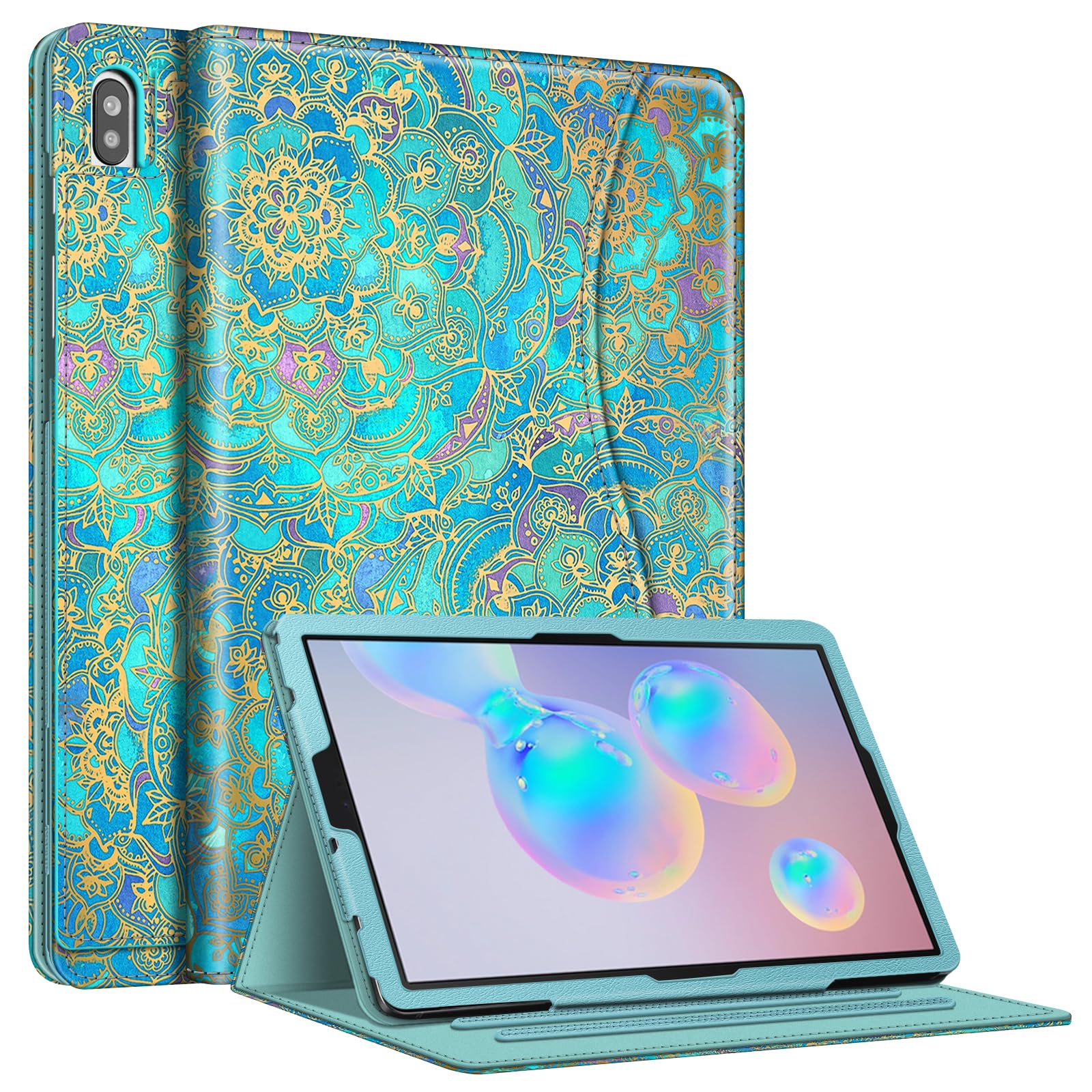 محافظ Fintie برای Samsung Galaxy Tab S6 10.5 "2019 (مدل SM-T860 / T865 / T867) ، [طراحی اسلات قلم S قوانین شده] روکش استند با دید چندزاویه بیداری / خواب خودکار ، سایه‌های آبی