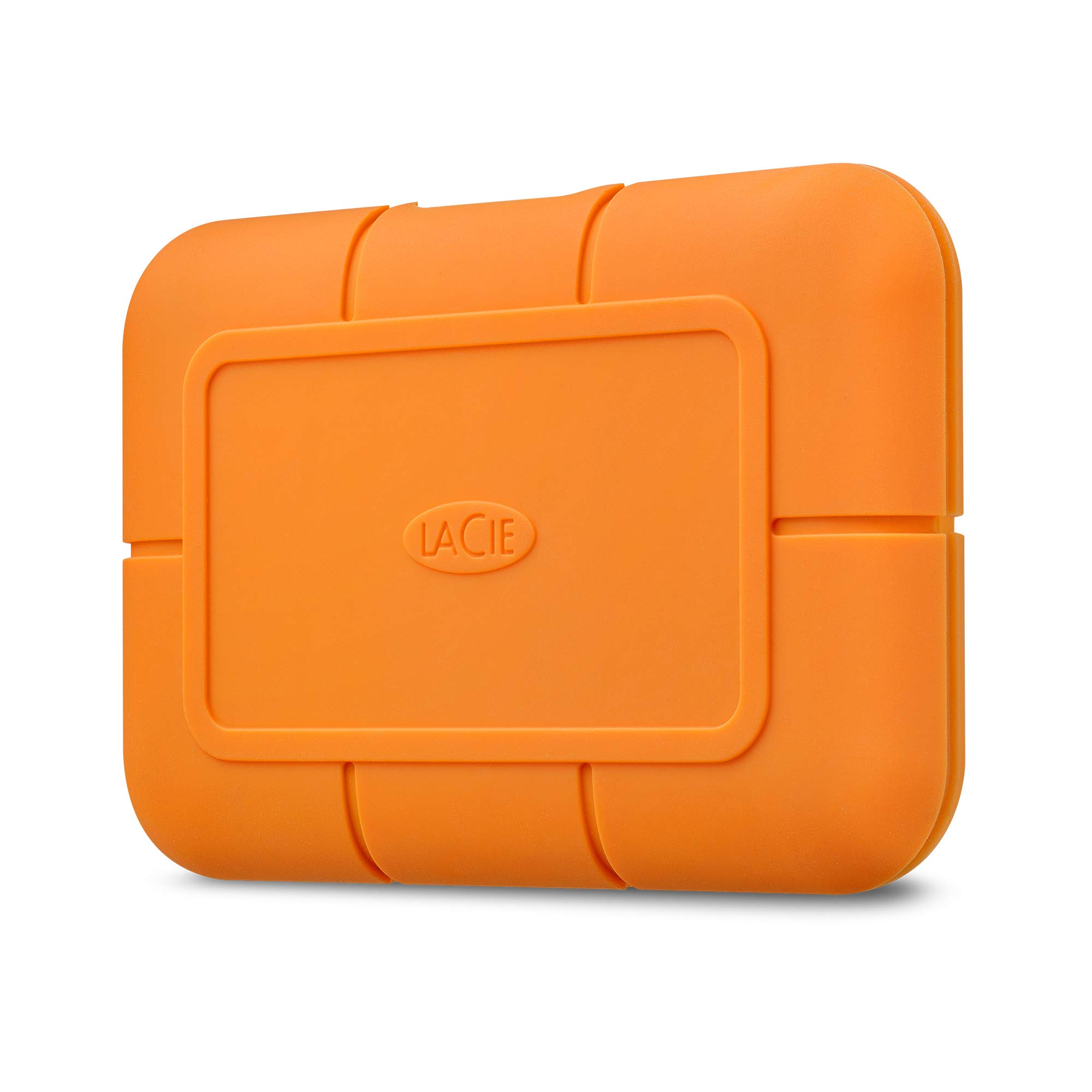 LaCie Rugged SSD 500 گیگابایت درایو جامد : USB-C USB 3.0 Thunderbolt 3، مقاوم در برابر ضربه، گرد و غبار و آب. توانایی کار با Mac، iPad و رایانه های شخصی دسکتاپ لپ‌تاپ، 1 ماه اشتراک Adobe CC شامل (STHR500800) 500 گیگابایت Rugged SSD