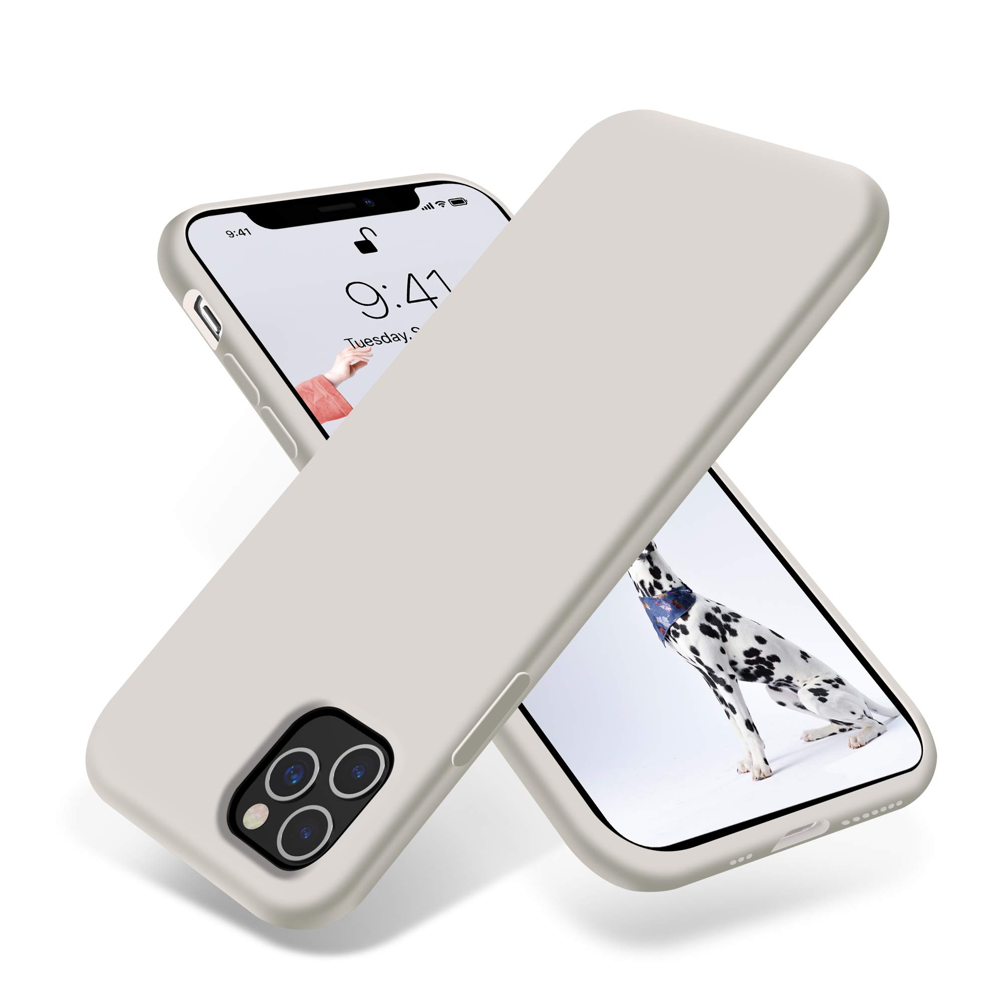 OTOFLY iPhone 11 Pro Case, مورد بسیار نازک آیفون مایع ژل سیلیکونی با پوشش کامل بدن و یک مورد ضد خش، ضد ضربه مناسب با آیفون ۱۱ پرو (سنگ سفید)