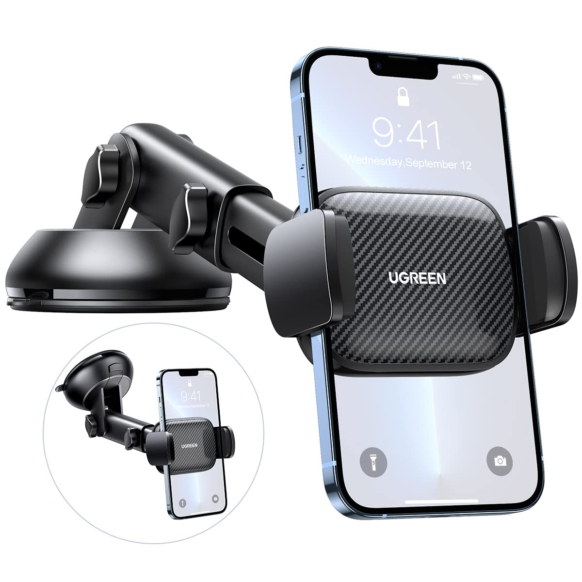 UGREEN Car Phone Holder for iPhone 16 Pro Max for Dashboard/Windshield Mobile Holder for Car with Suction Cup Car Mobile Holder Dashboard Car Mount for Mobile 13/14/15/ Galaxy S22/S23/S24 Ultra, etc

UGREEN حامل تلفن همراه خودرو برای iPhone 16 Pro Max برای داشبورد/پنجره جلو حامل تلفن همراه خودرو با دسته جاذب محکم است.