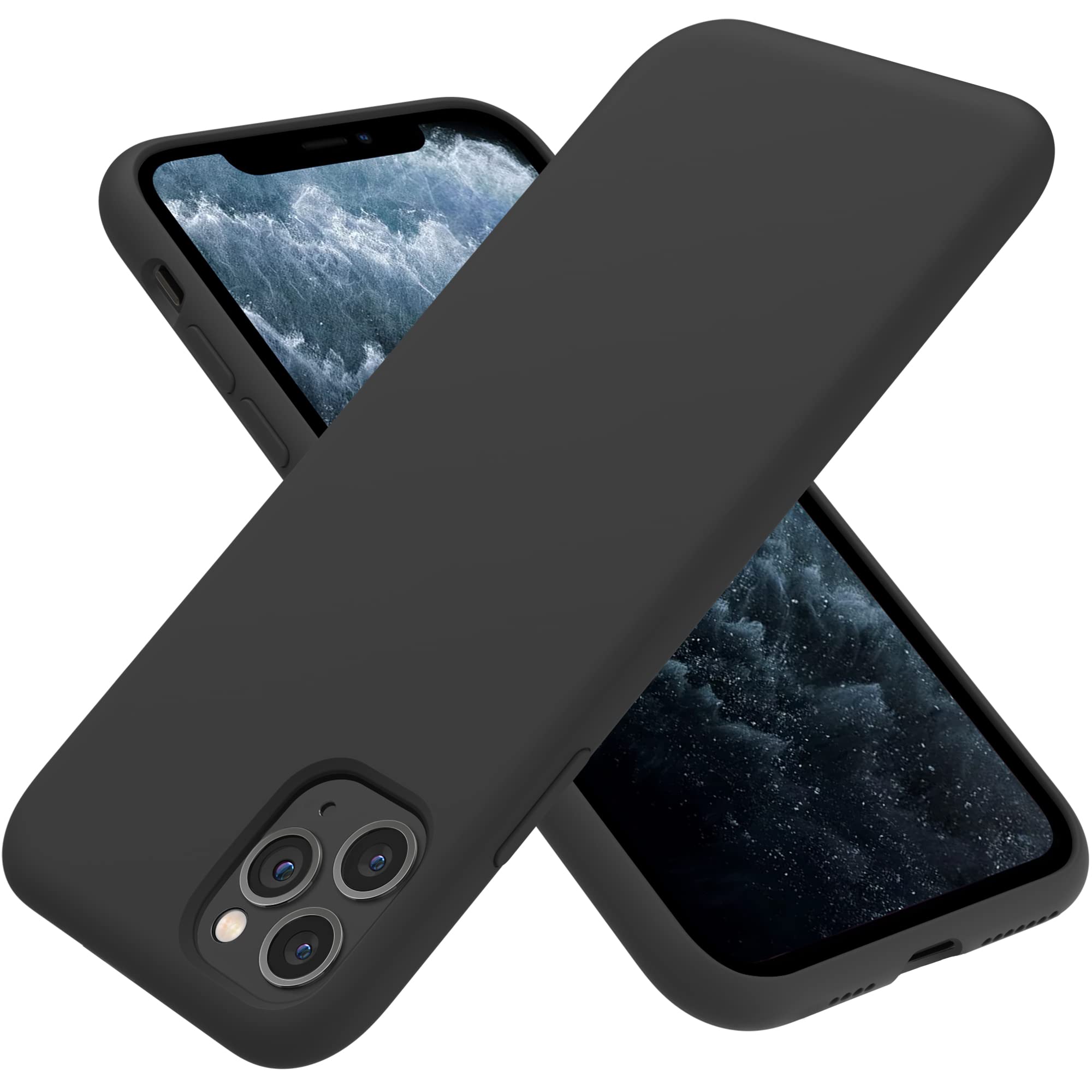قابل اتصال با iPhone 11 Pro Max Case ، مورد سازگار OTOFLY ، قاب بسیار نازک iPhone مایع ژل سیلیکونی با پوشش کامل بدنه ضد خط و خش و آنتی شوک (مشکی)
