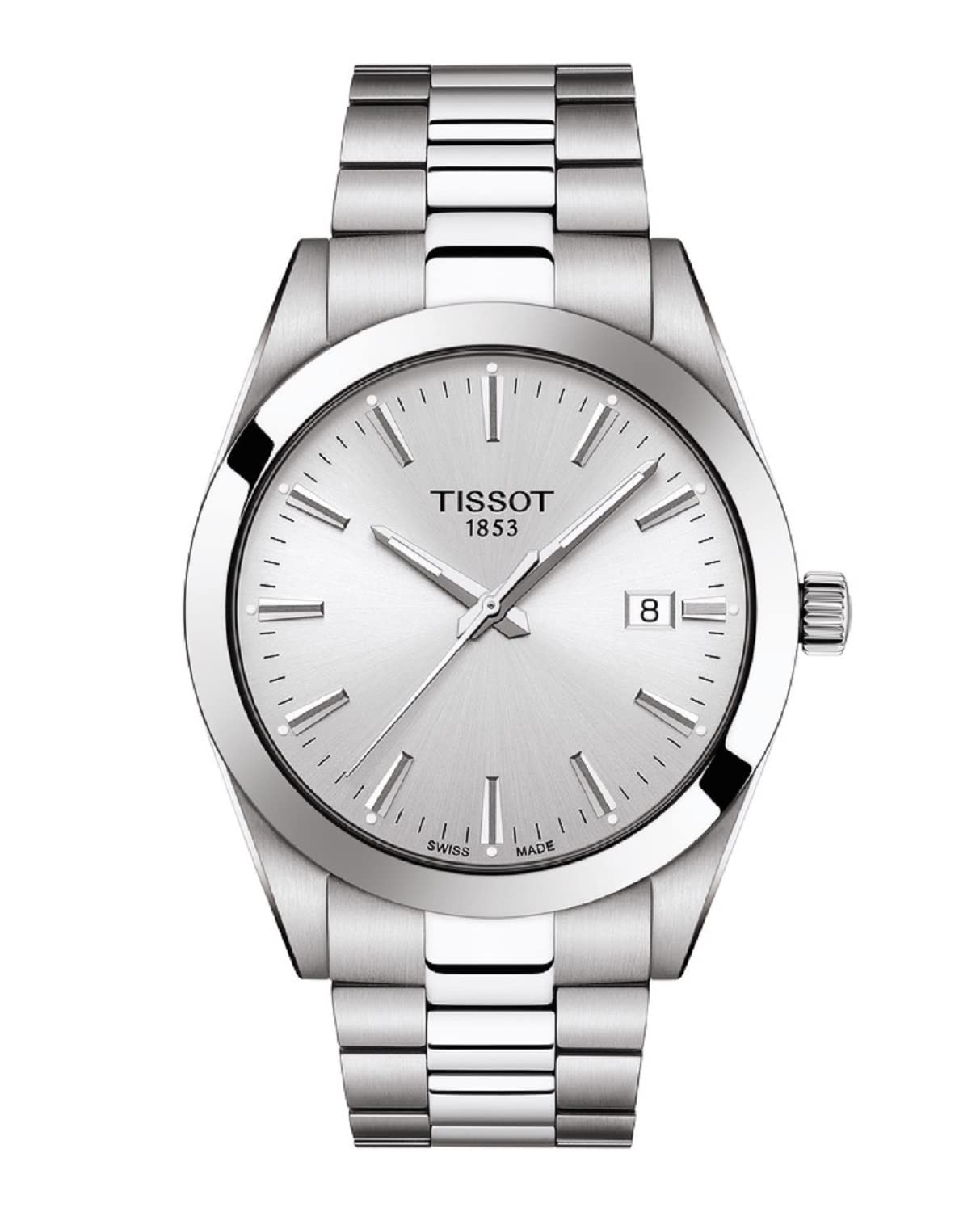 مترجم: ساعت دستی Tissot Mens Gentleman با ریشه سوئیسی از جنس استیل ضدزنگ شده (مدل: T1274101103100)، نقره‌ای