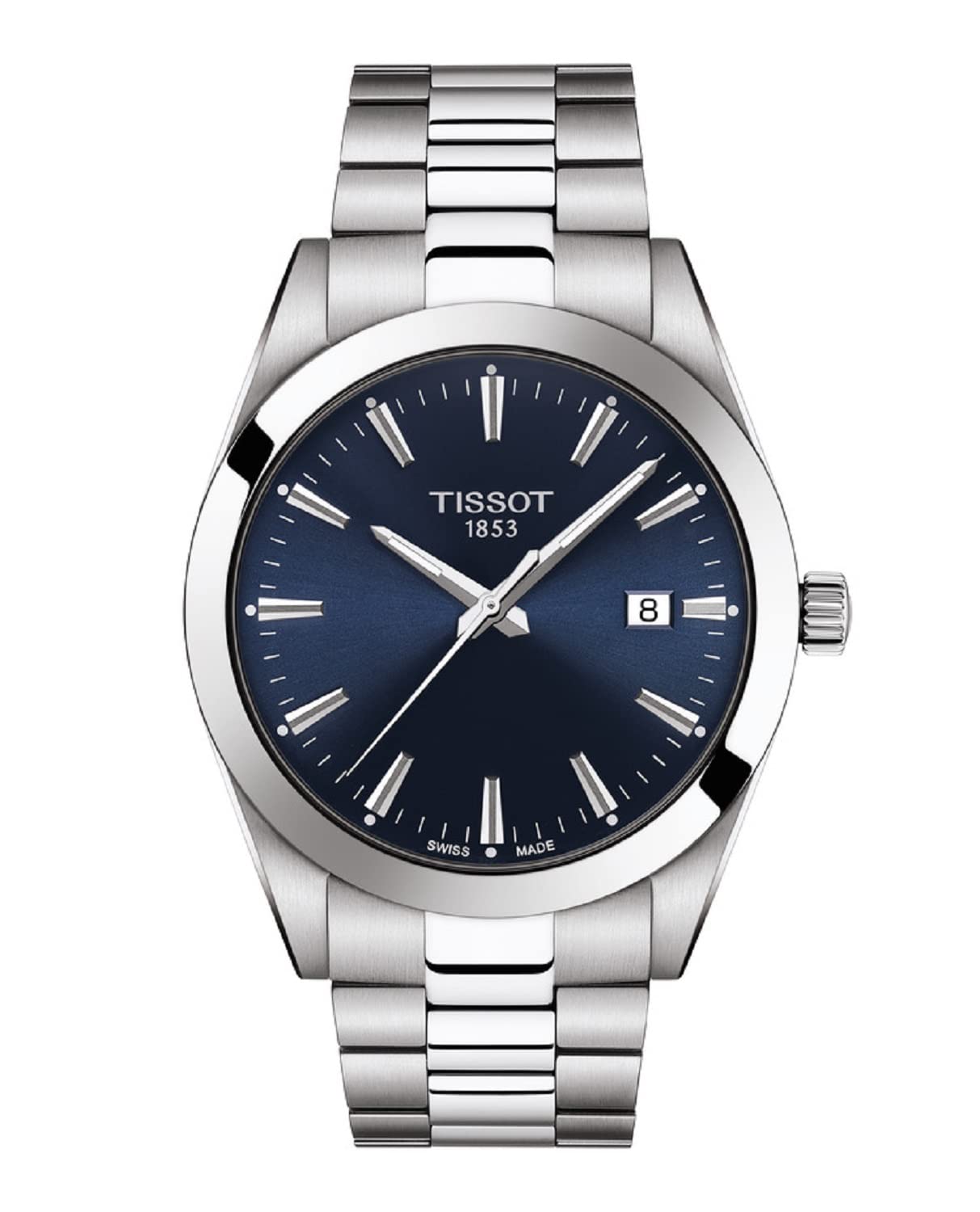 ساعت مچی مردانه از جنس فولاد ضد زنگ Tissot Gentleman با رنگ خاکستری آبی
