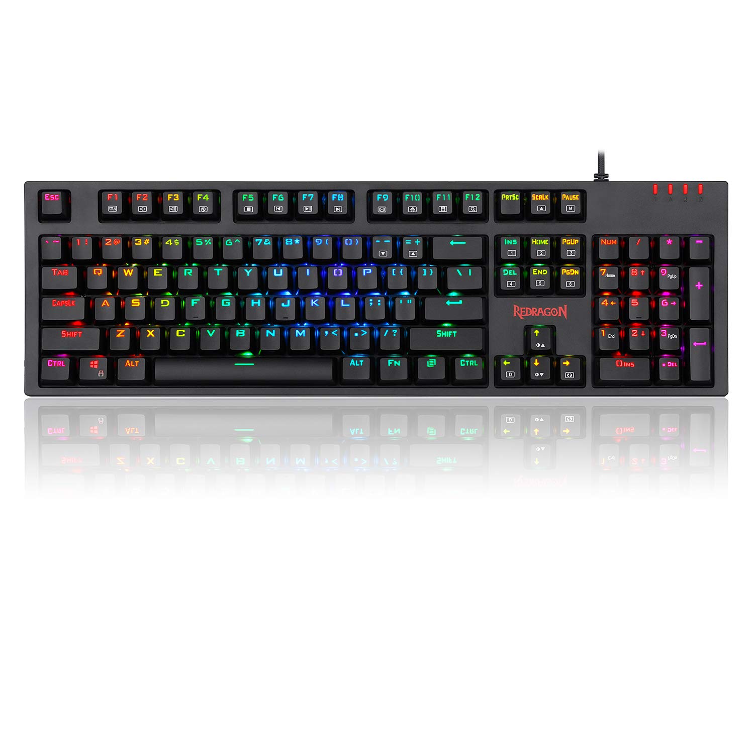 کیبورد باسیم بازی مکانیکی Redragon K592-PRO با سوئیچ های آبی وی-اپتیکال فوق العاده سریع RGB Gaming، تاکتیل و با دقت بالا، 104 کلید استاندارد برای گیمرهای ویندوز PC