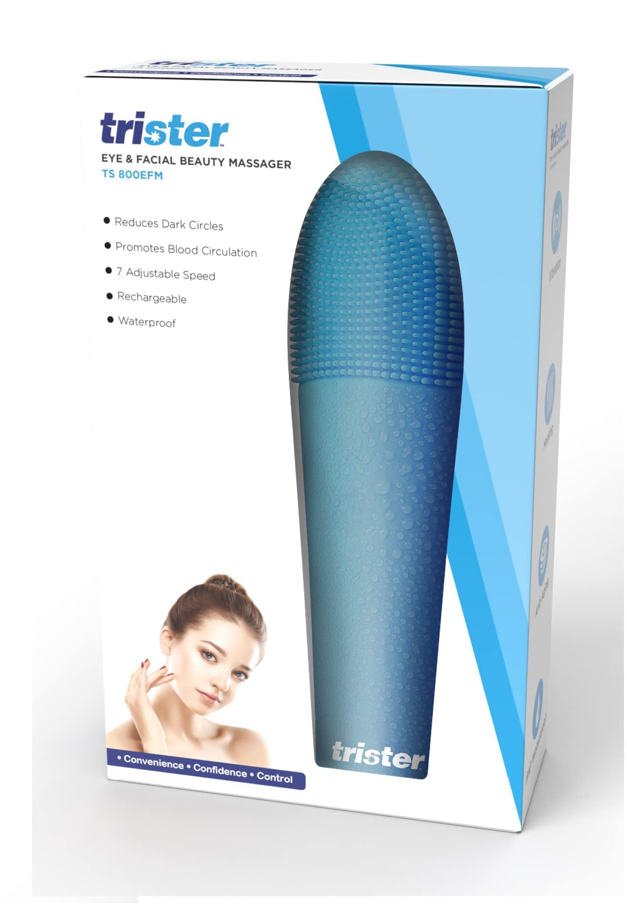 ماساژور زیبایی چشم و صورت Trister | کمک به کاهش حلقه‌های تیره | ترویج گردش خون | 7 سرعت قابل تنظیم | قابل شارژ و ضد آب | TS 800 EFM