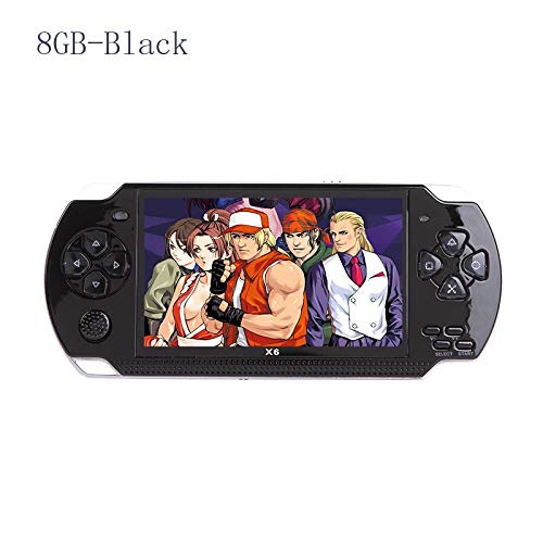 پخش‌کننده کنسول بازی ویدیویی Player X6 برای بازی دستی PSP بازی بازی رترو با صفحه 4.3 اینچی، پخش‌کننده Mp4 با پشتیبانی از دوربین، ویدیو، کتاب الکترونیک (8G-سیاه)
