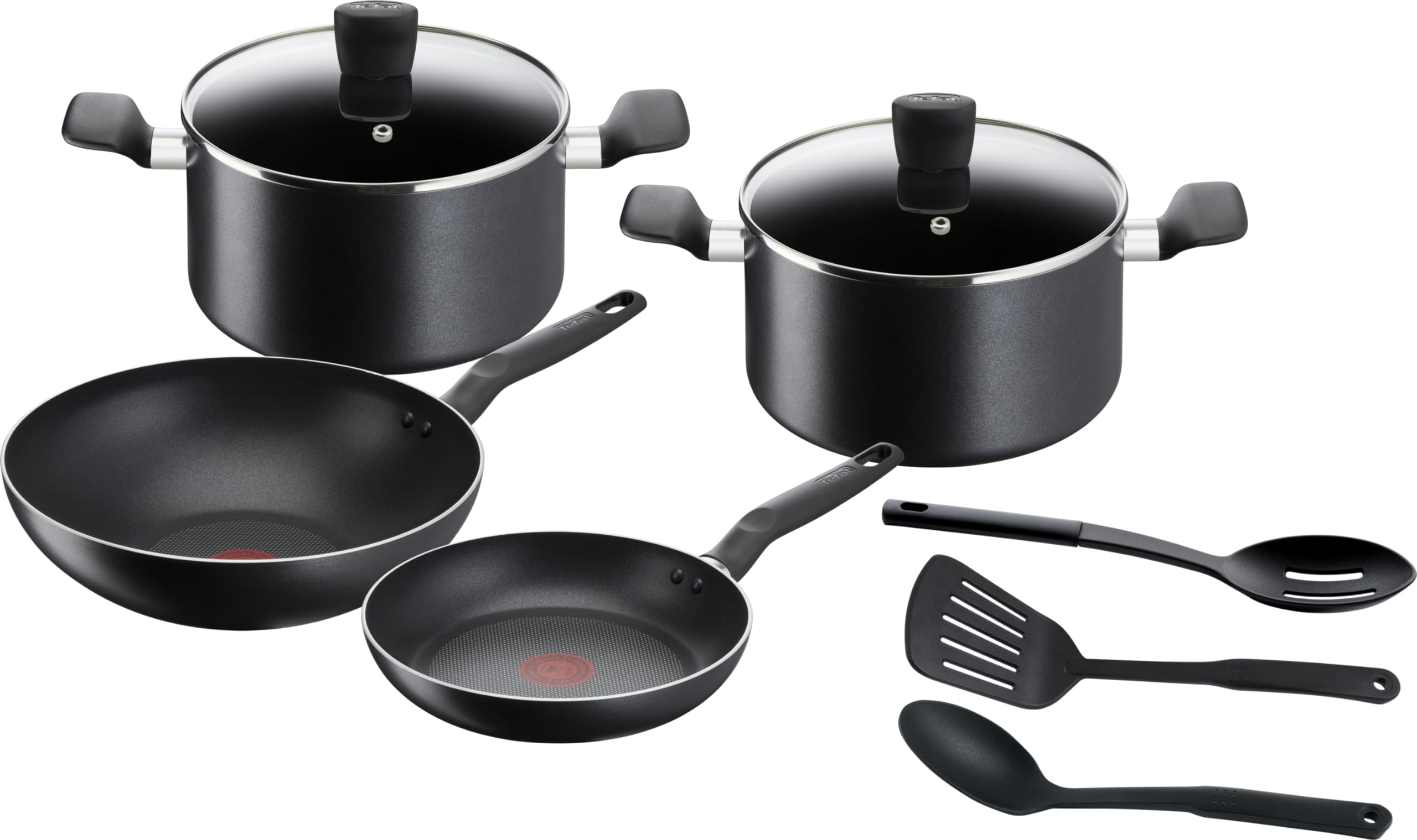 مجموعه ظروف آشپزی غیر چسبنده Tefal Aluminum Super Cook ، سیاه ، 9 تکه ، B459S984 ، دسترسی آنلاین اختصاصی 9 تکه - سیاه