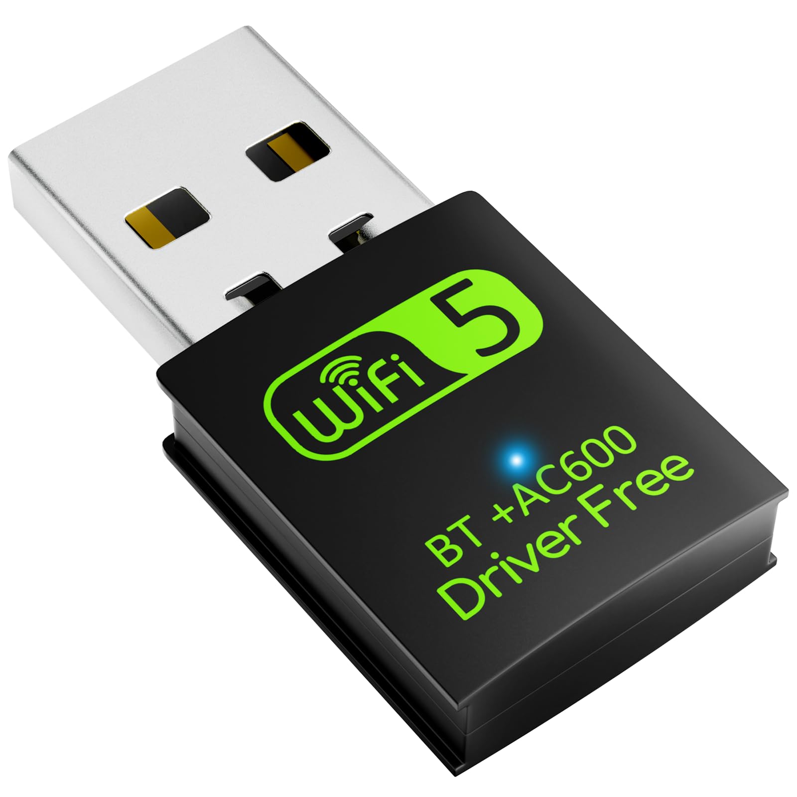 آداپتور بلوتوث وای‌فای USB با سرعت 600 مگابیت بر ثانیه، دو باند 2.4/5 گیگاهرتزی، دریافت کننده بی‌سیم شبکه خارجی مینی برای کامپیوتر/لپتاپ/دسکتاپ