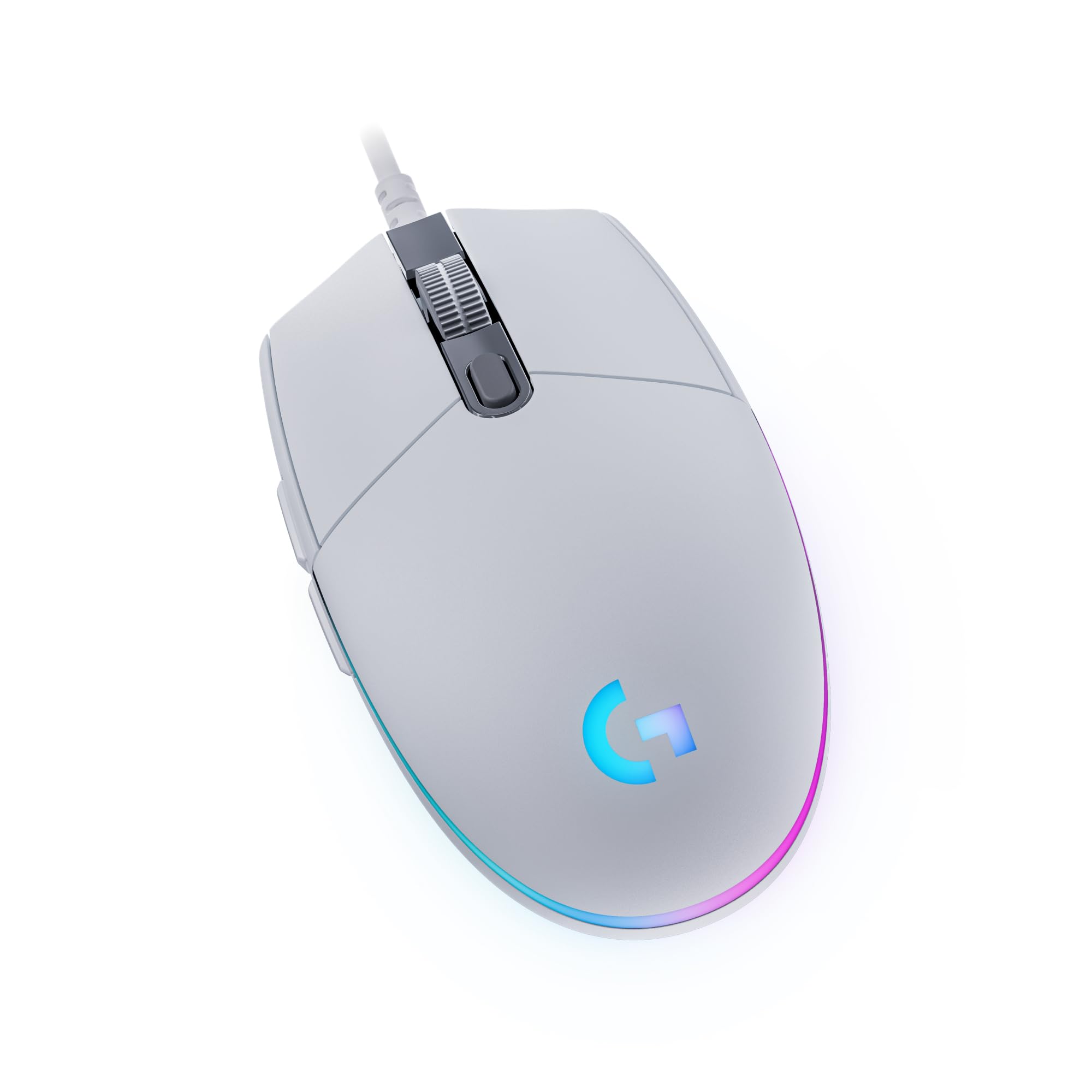 موس بازی سیمی Logitech G203 از لوجیتک، با حسگر نوری با اثر رنگین کمانی LIGHTSYNC RGB، دارای 8،000 نقطه در اینچ دقت، 6 دکمه قابل برنامه‌ریزی، حافظه داخلی، نقشه‌برداری صفحه نمایش، سازگار با کامپیوتر و لپ‌تاپ PC/Mac - رنگ سفید