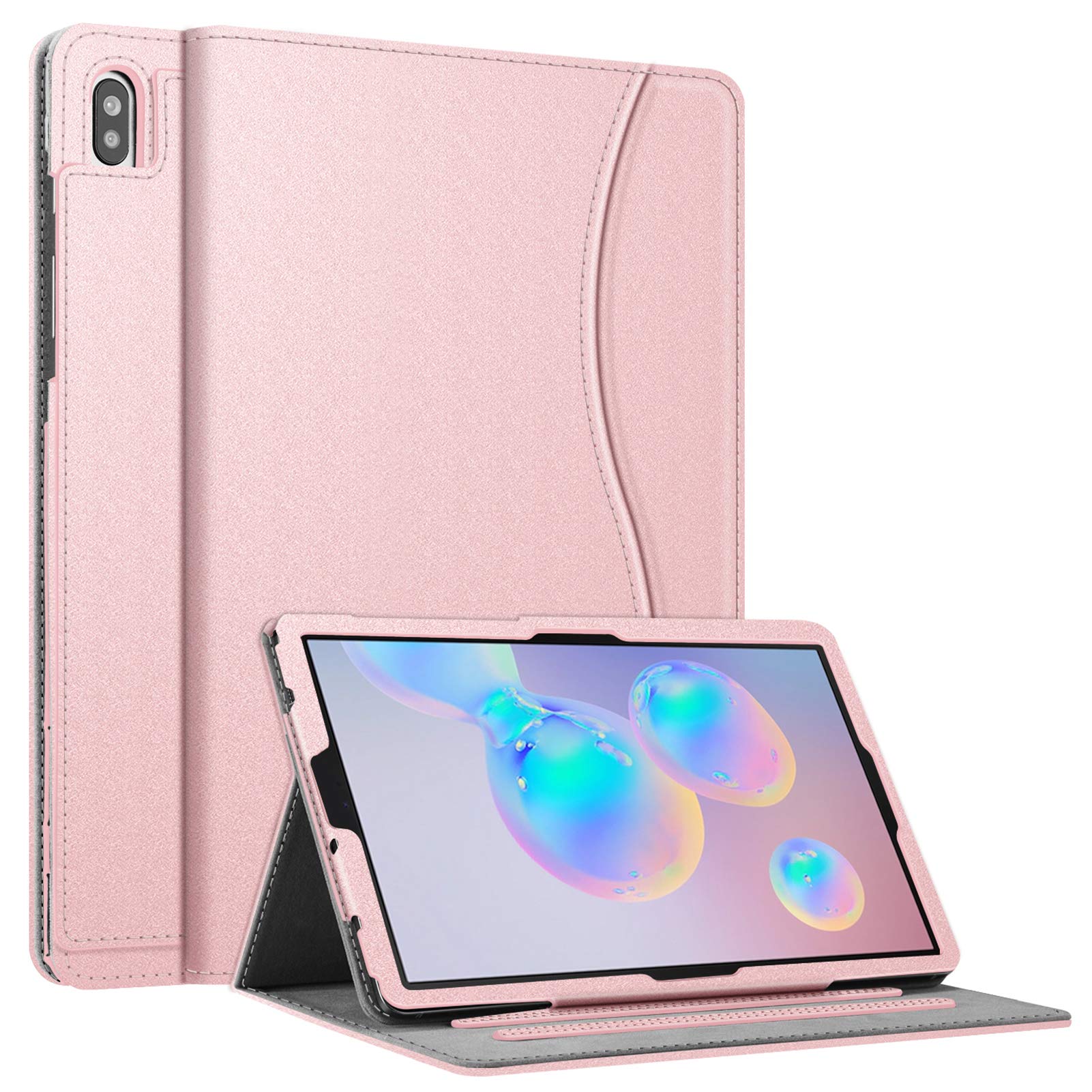 کیس Fintie برای Samsung Galaxy Tab S6 10.5 اینچ 2019 (مدل SM-T860/T865/T867)، [طراحی اسلات Patented S Pen] پوشش استند نمایش چند زاویه اتوماتیک روشن/خاموش، رزگلد | برای مدل SM-T860/T865/T867، جیب جلوی کارت، طراحی اسلات Patented S Pen، اتوماتیک روشن/خاموش، رزگلد