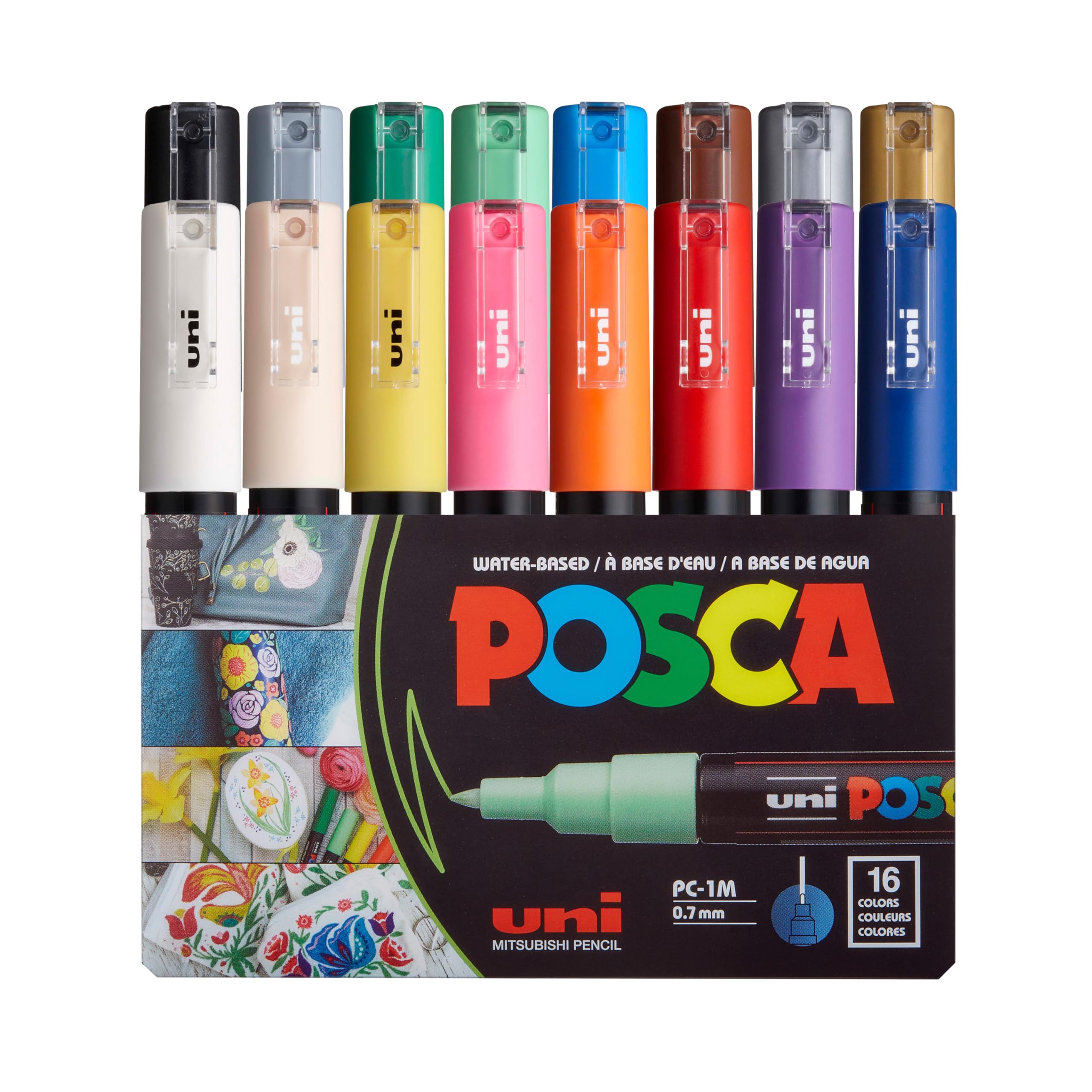 قلم نقاشی Posca Paint Marker Pen - PC-1M Extra Fine 0.7 میلیمتر، 16 رنگ متنوع 16 رنگ (بسته 1 عدد)