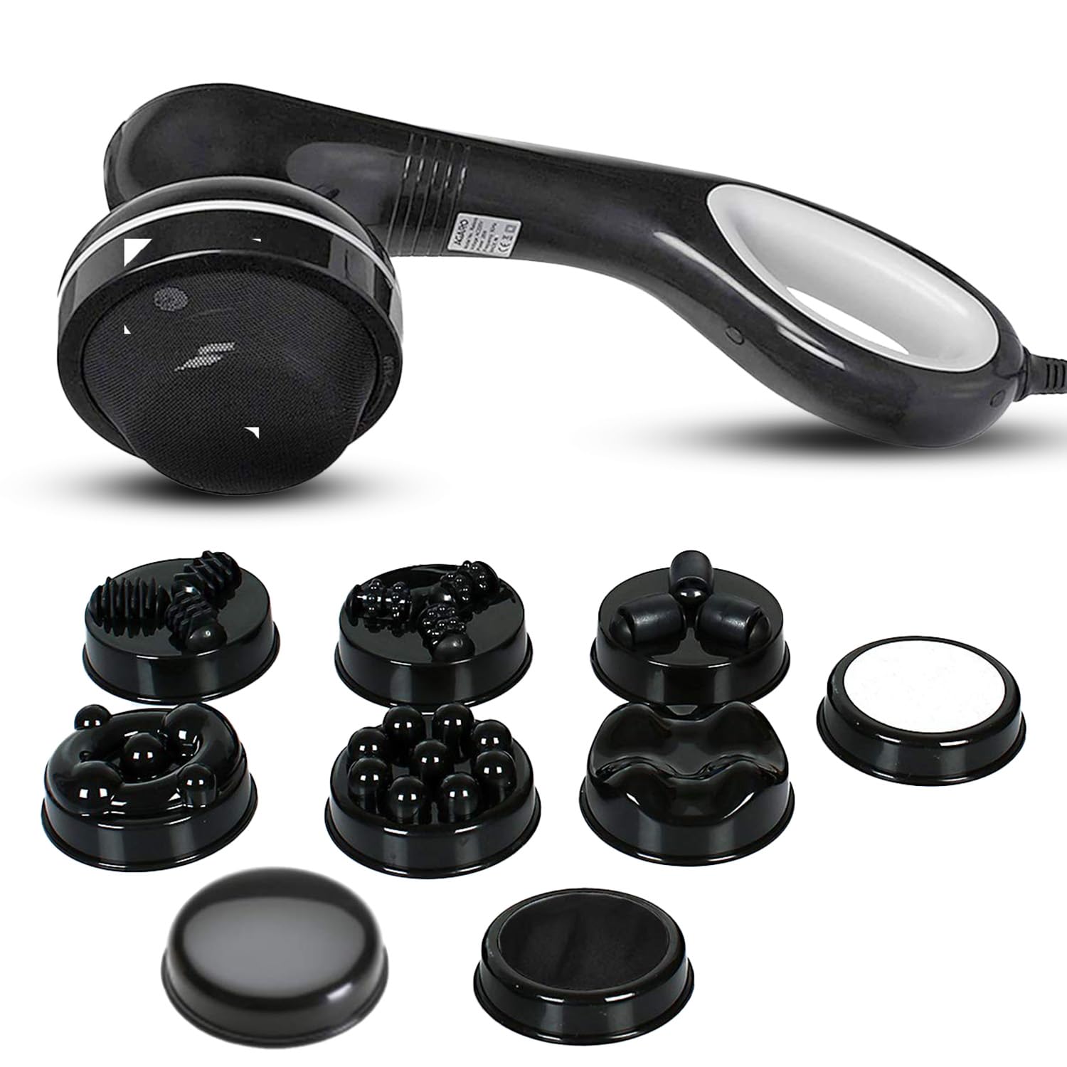 ماساژور بدنی الکتریکی AGARO Relaxo Handheld با 8 سر ماساژ، 5 حالت و 6 تنظیم سرعت برای تسکین درد و آرامش (مشکی)، پشت، پای پا - نسخه ممکن است متغیر باشد ماساژور Relaxo
