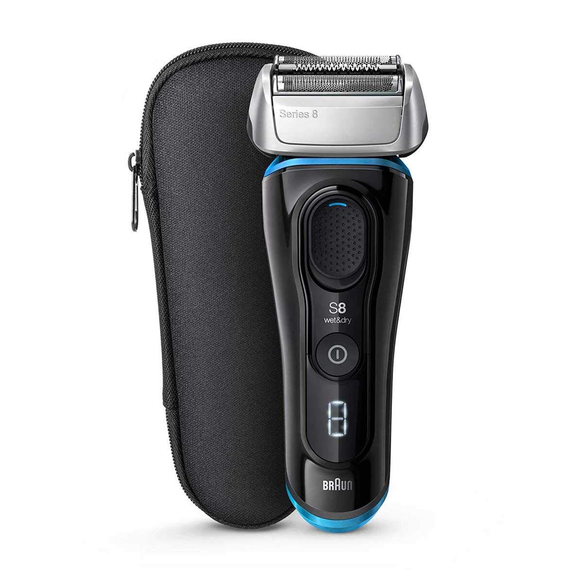 Braun 8325S سری 8 تراشا با دستگاه تراش مرطوب و خشک و کیس سفر - مشکی/آبی (بسته یک عددی) تراش مو 8325s