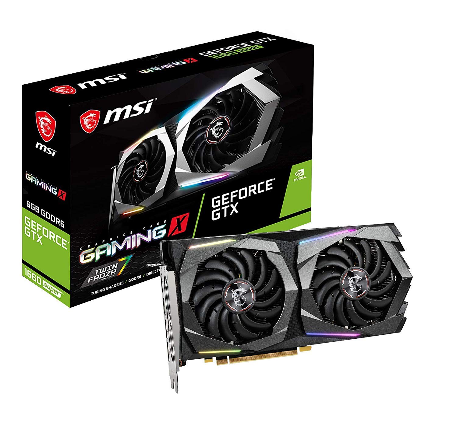 کارت گرافیک MSI گیمینگ GeForce GTX 1660 Super 192 بیتی، HDMI/DP، 6GB GDDR6، پشتیبانی از HDCP، DirectX 12، فن دوگانه، آماده‌ی واقعیت مجازی (VR Ready)، اورکلاک (OC) — (GTX 1660 Super Gaming X)