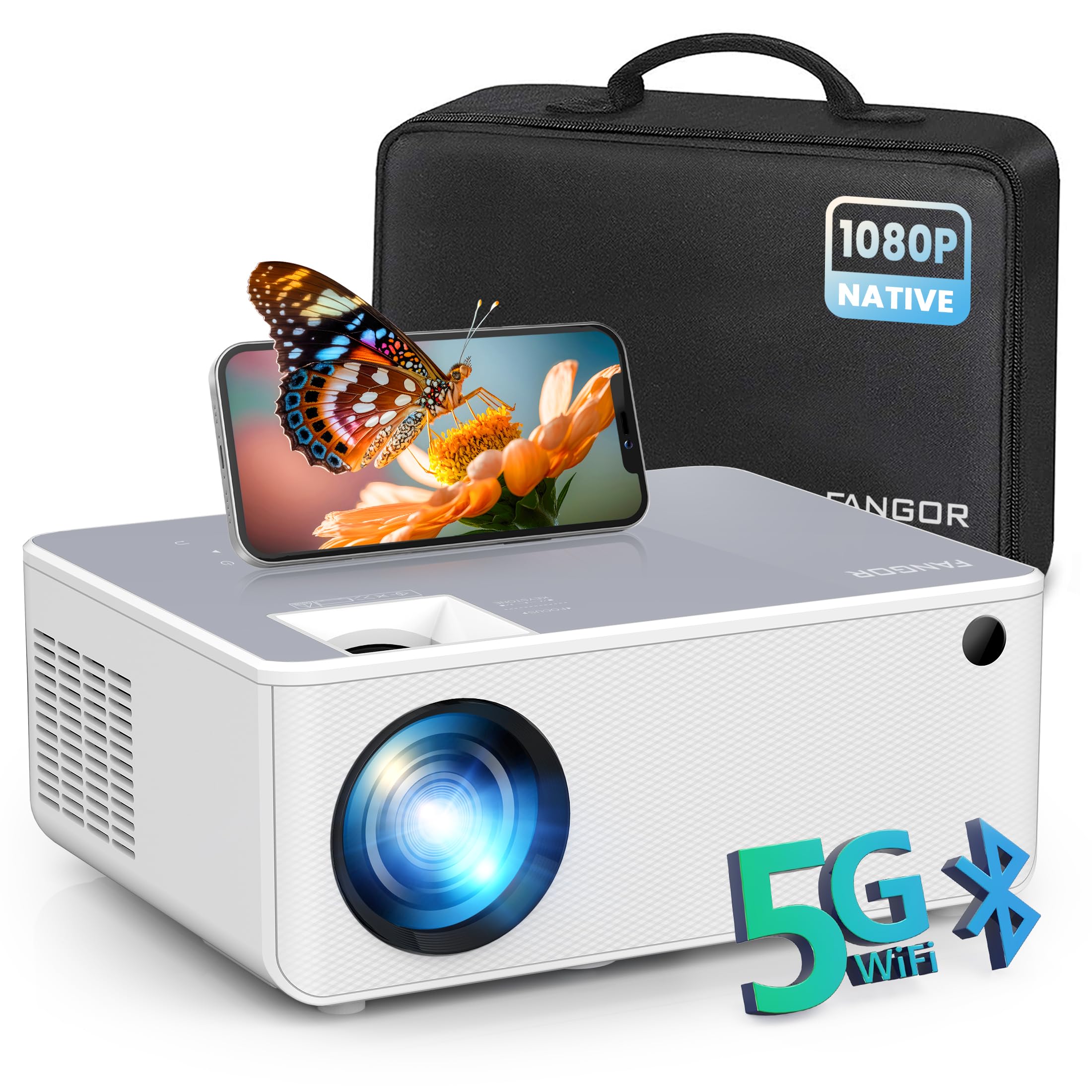 پروژکتور HD FANGOR 1080P ، پروژکتور WiFi پروژکتور بلوتوث ، ۶۵۰۰ لومن ۲۳۰ اینچ پروژکتور قابل حمل فیلم خانگی ، پروژکتور ویدئویی تئاتر خانگی سازگار با TV Stick ، HDMI ، VGA ، USB ، لپ تاپ ، iOS و اندروید