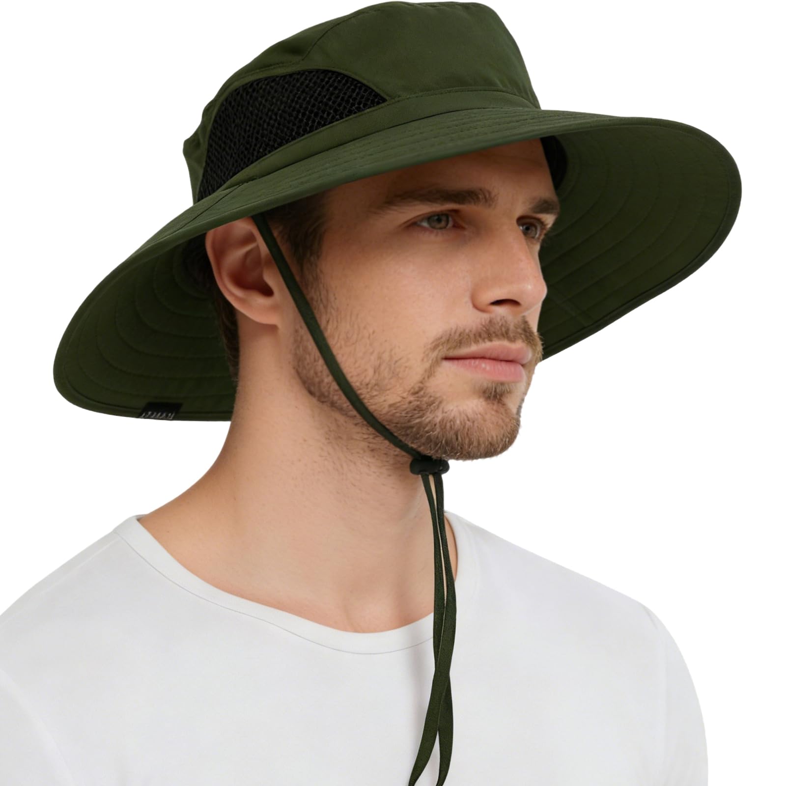 EINSKEY Sun Hat for Men/Women, Waterproof Wide Brim Bucket Hat Foldable Boonie Hat for Fishing Hiking Garden Safari Beach army green