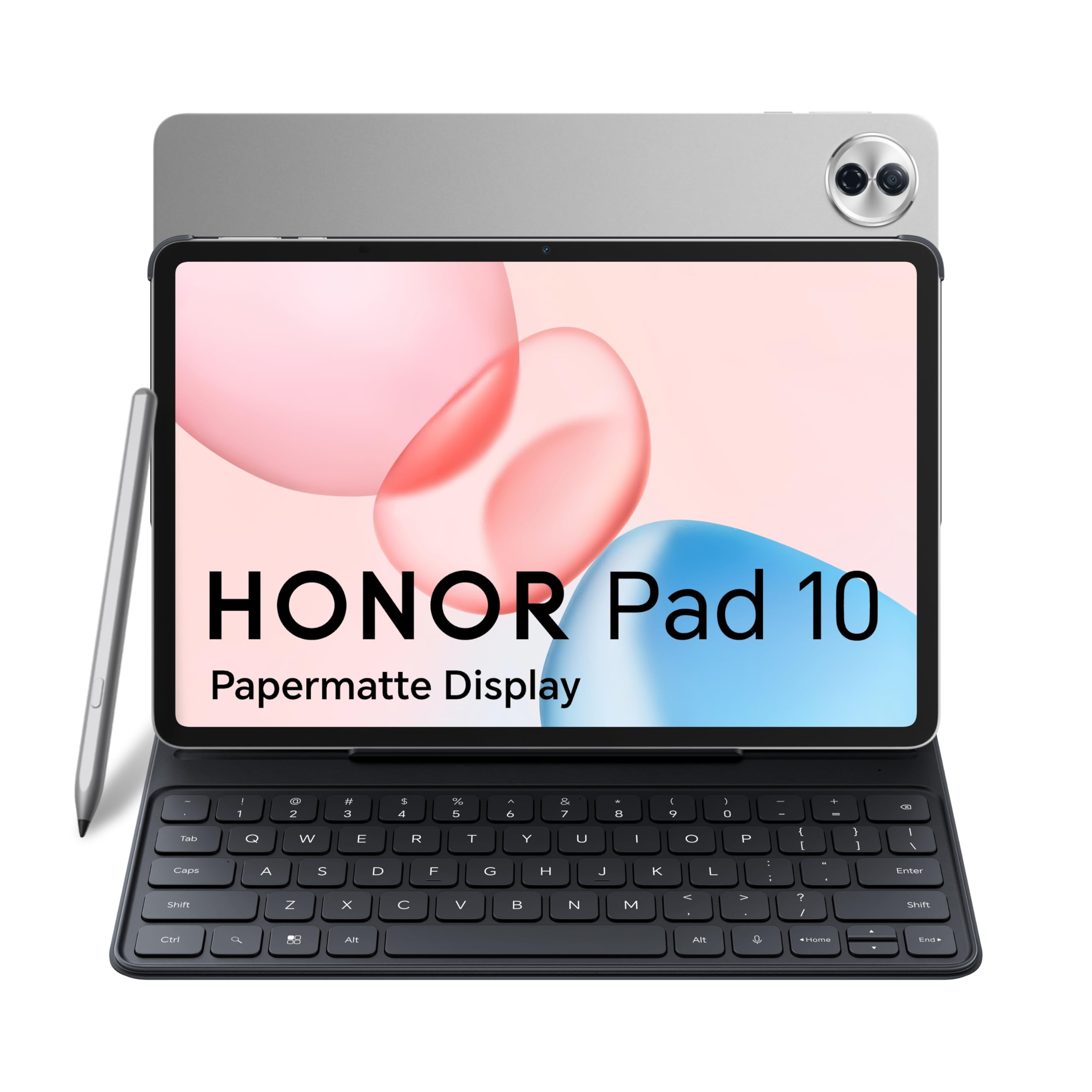 تبلت HONOR Pad 10 با صفحه‌نمای Papermatte 12.1 اینچی، Wi-Fi، حافظه RAM 8 گیگابایت و حافظه داخلی 256 گیگابایت، رنگ خاکستری، همراه با کیبورد قابل حمل رایگان و مداد Honor Choice - نسخه خاورمیانه