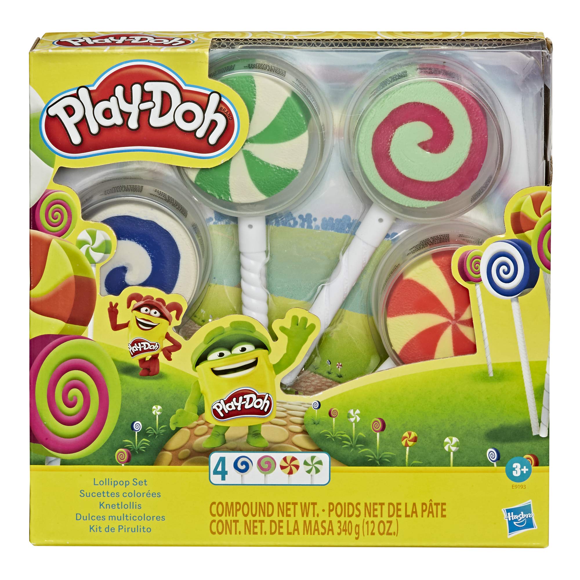 بازی Play-Doh Lollipop 4 تایی از قالب‌های شکلات بازی پر کردن شده با 3 اونس ماده مدلینگ غیر سمی برای کودکان 3 سال و بالاتر