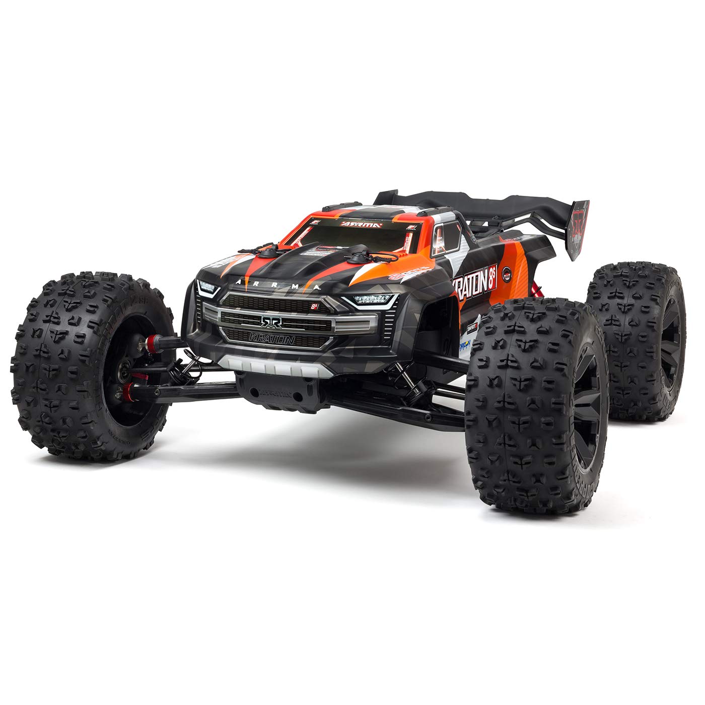 تراک ار سی ARRMA با مقیاس 1/5 مدل KRATON 4X4 8S BLX با سیستم براشلس Speed Monster در رنگ نارنجی، RTR (آماده به راندن)، کد ARA110002T2