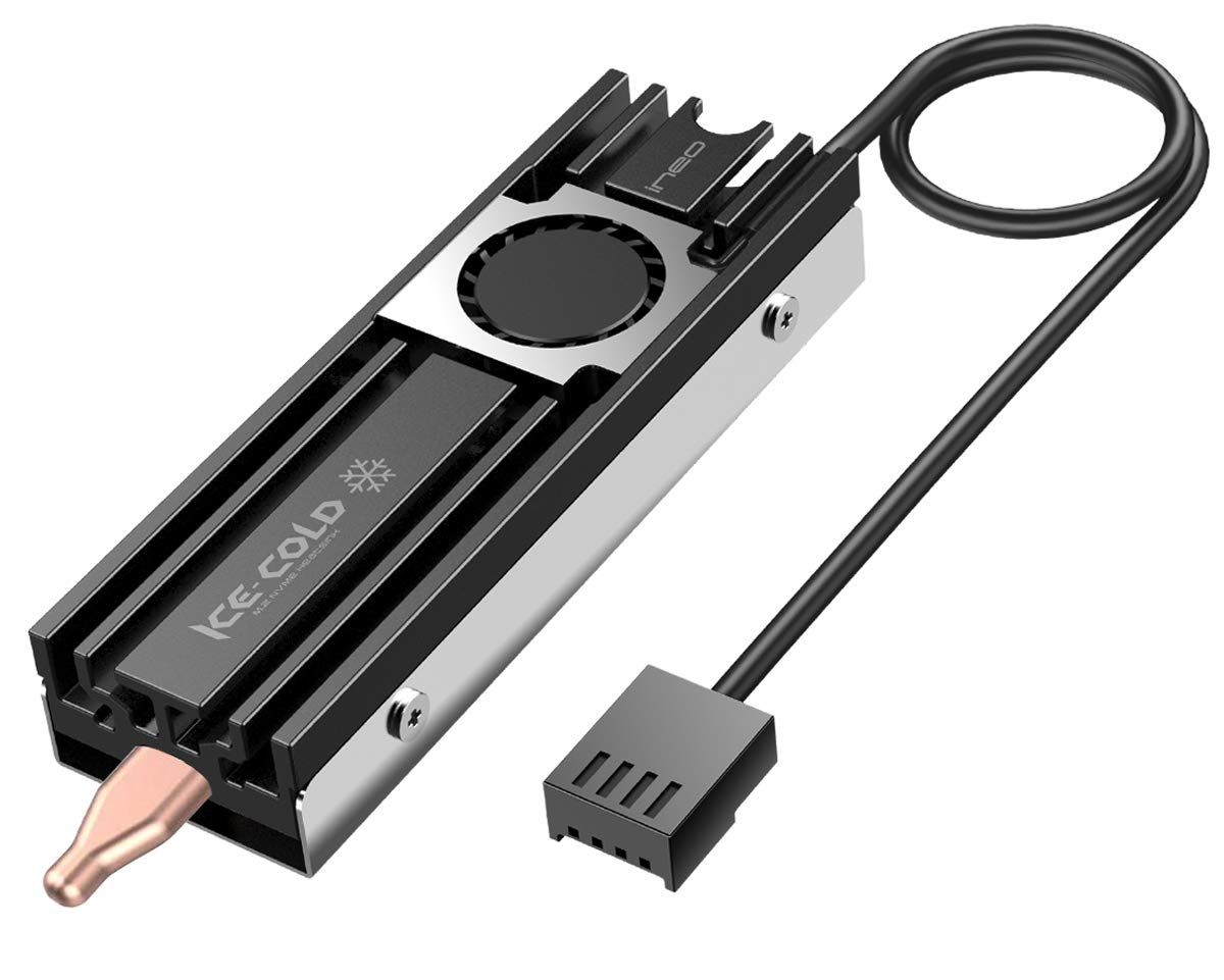 اینئو آلومینیوم M.2 2280 پرپای SSD هیت سینک‌ها با فن 20 میلی‌متری و نوار مسی خالص برای M.2 NVME SSD [فن C2600]