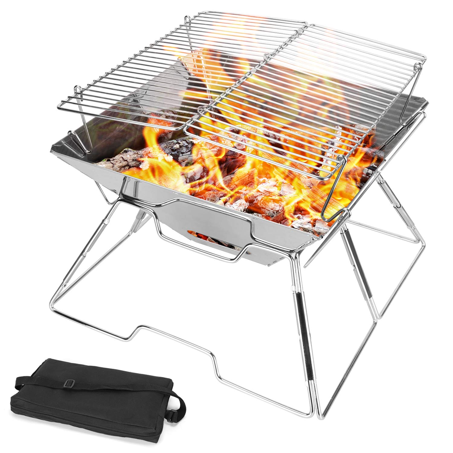 گریل و آتش برقی 2 در 1 Odoland Flame On 12.2 "x12.2" x8.3 "(چهار گوش)