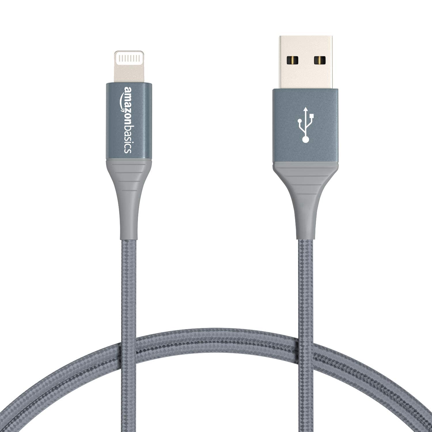 کابل شارژر USB-A به Lightning شرکت Amazon Basics، کابل پلاستیکی بافته شده با نایلون، شارژر مجوز MFi برای آیفون ۱۴ ۱۳ ۱۲ ۱۱ X Xs Pro، Pro Max، Plus، iPad، با عمر کوچک رنجهای انعطاف پذیر تا ۱۰،۰۰۰ بار ، ۶ فوت (۲ متر)، خاکستری تیره، پیشرفته با طول ۶ فوت