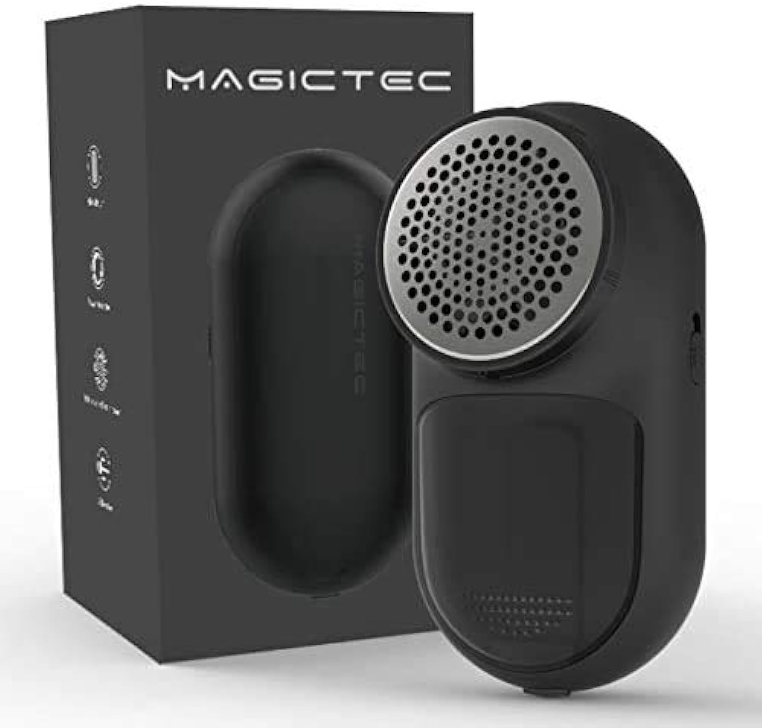 تراش پارچه قابل شارژ Magictec، از بین برنده پرز و پیلینگ لباس، تراش پرز برای لباس‌ها و مبلمان - با باتری کار می‌کند - مشکی