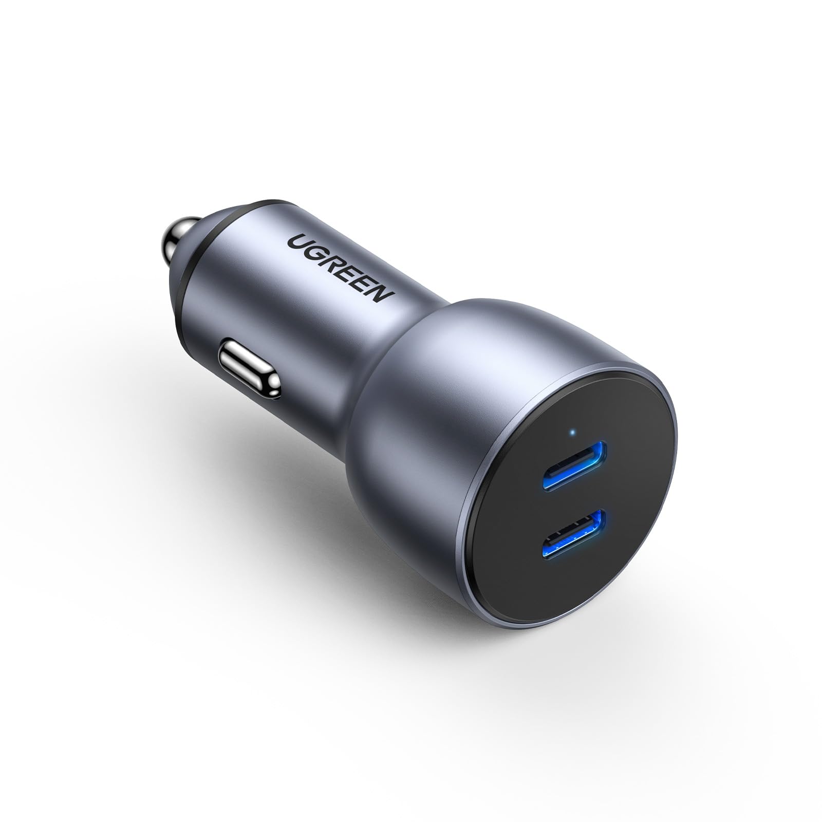 شارژر خودرو دوپورت USB-C UGREEN PD 60W، شارژ سریع باطری خودرو شارژر دوگانه Type-C، پلاگین اتومبیلی USB PD برای آیفون 17 پرو مکس/16/15/14/13/12، گلکسی اس 25/24، آیپد پرو 6/ایر 5
