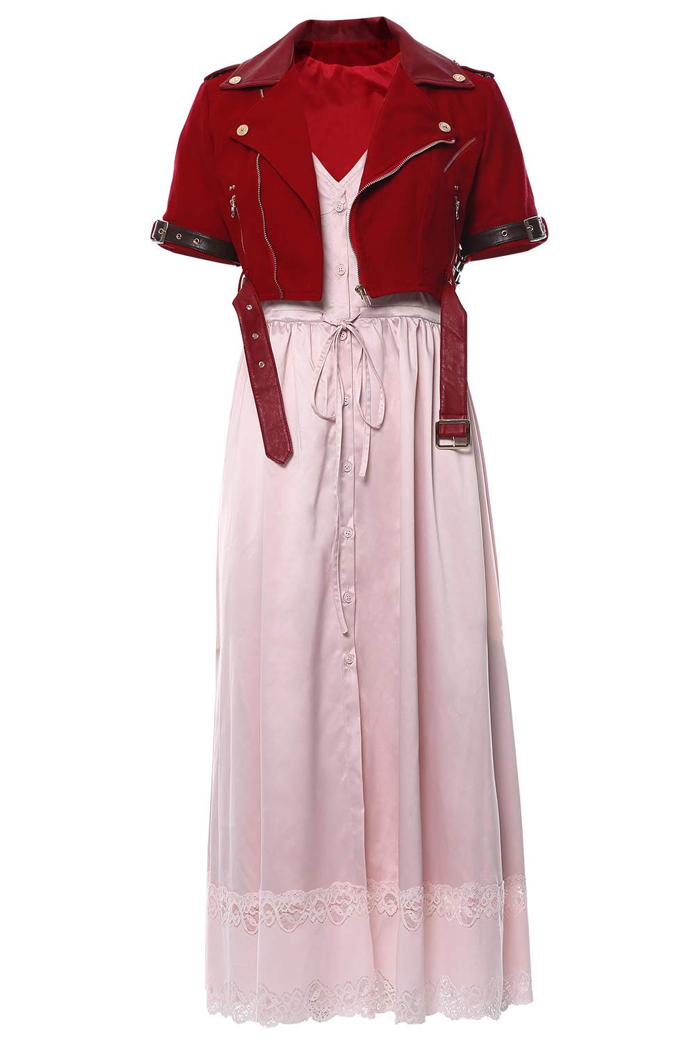 لباس کاپلی Aerith Gainsborough COSTHAT فاینال فانتسی VII 7 لباس هالووین قرمز مانتو زنانه XL